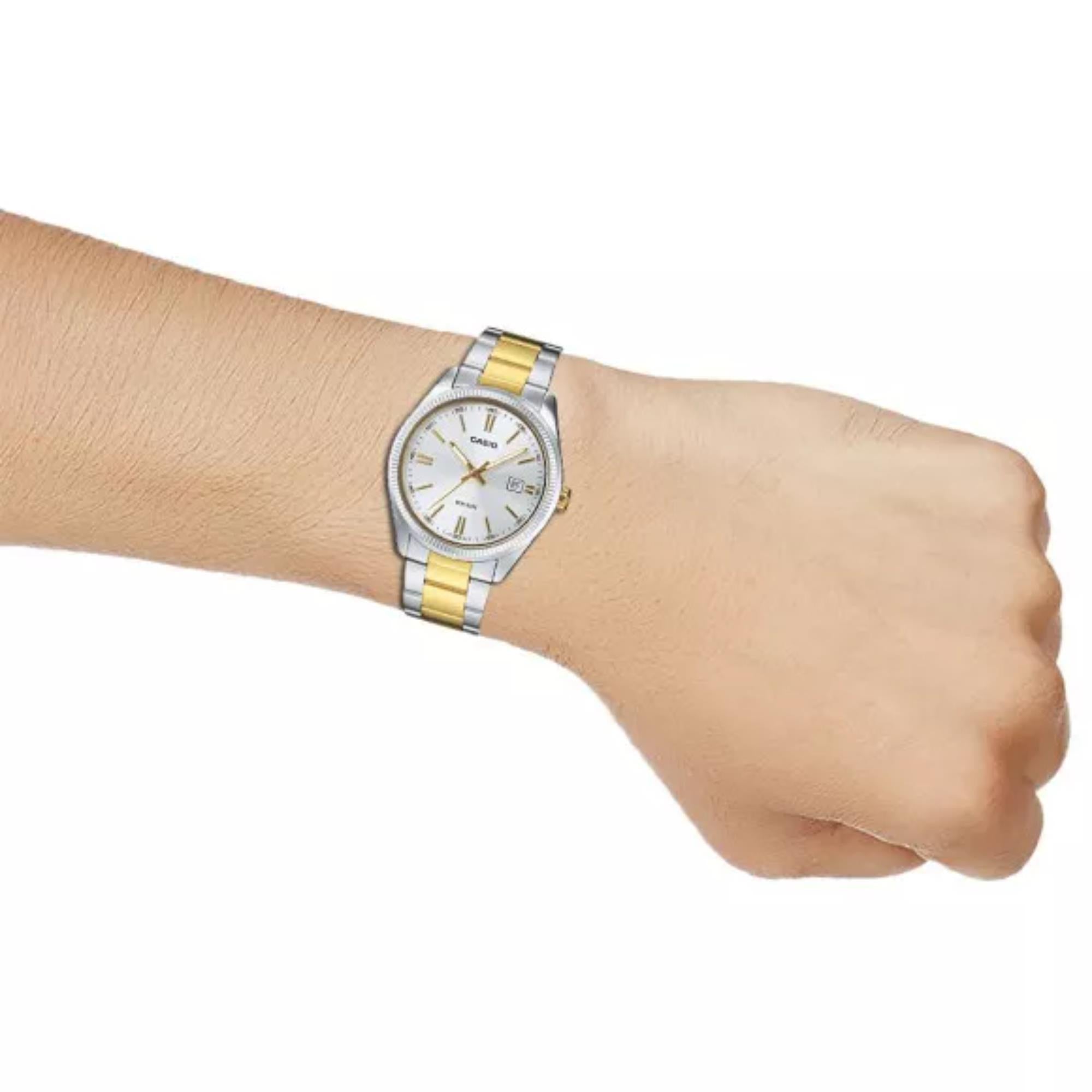 Casio Quartz Silver Dial Two-Tone Stainless Steel Bracelet Watch MTP-1302PSG-7AVEF