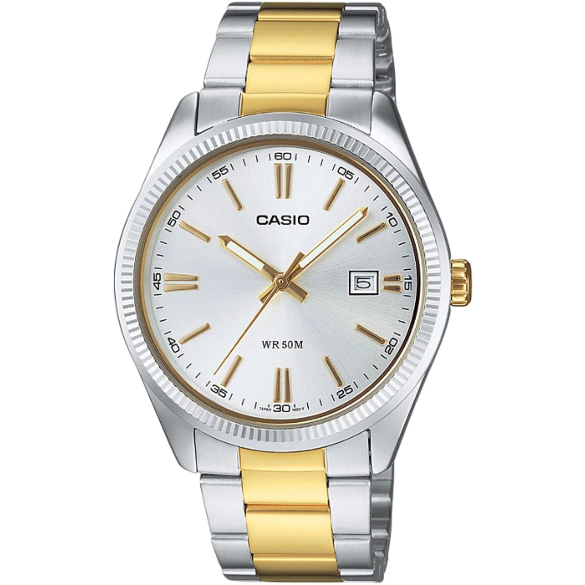Casio Quartz Silver Dial Two-Tone Stainless Steel Bracelet Watch MTP-1302PSG-7AVEF