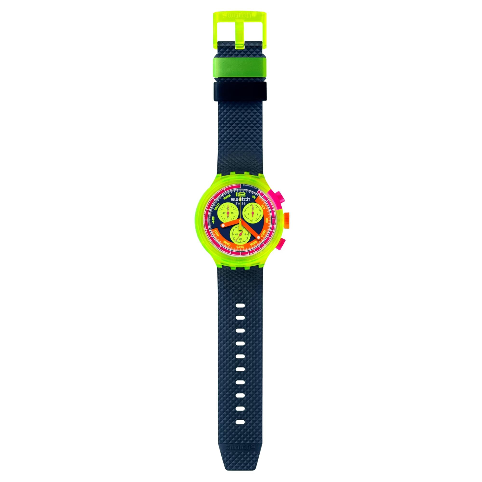 Swatch NEON TO THE MAX Black and Neon Watch SB06J100