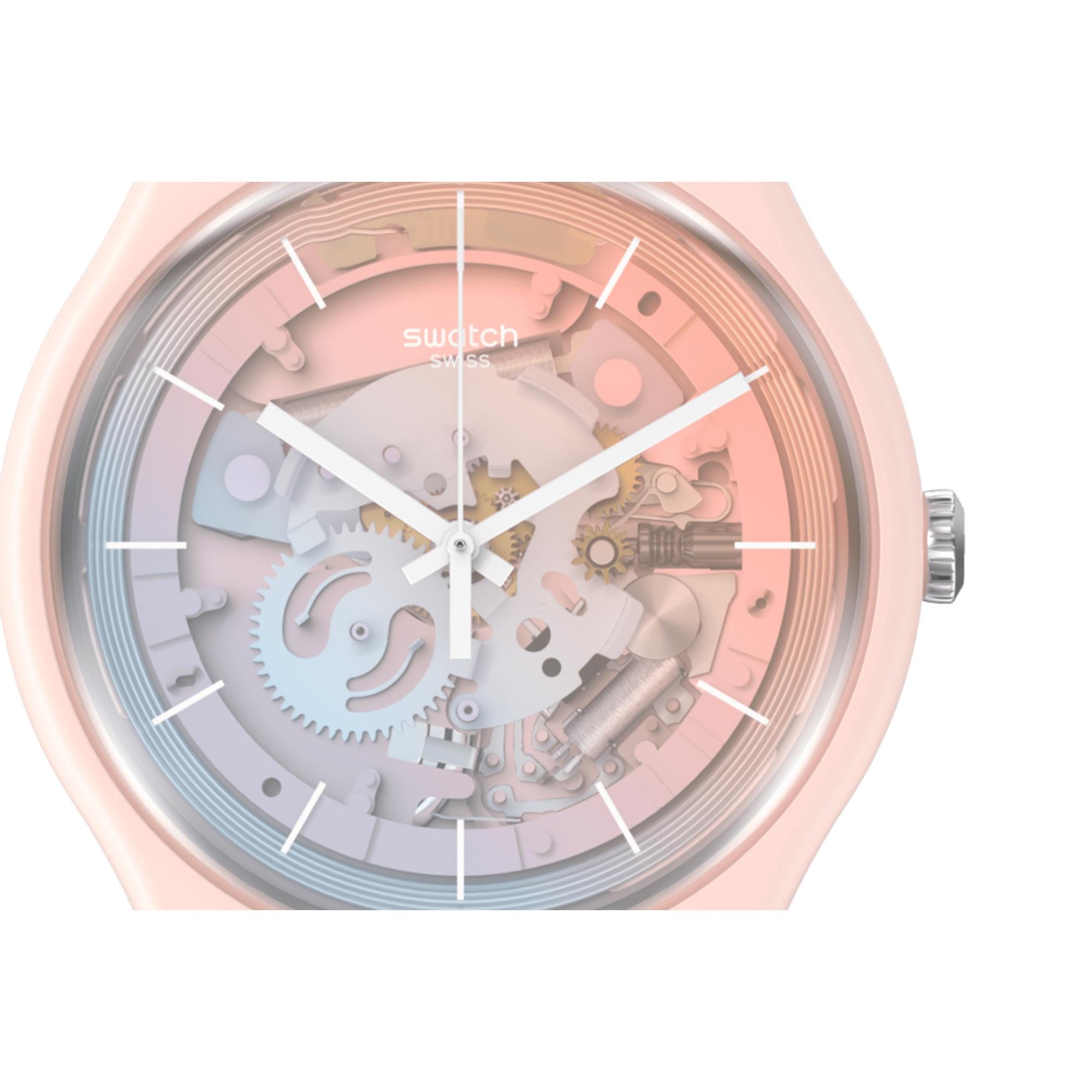 Swatch SwatchPAY! Fleetingly Pink Pay! Quarz Pinkes Zifferblatt Silikonarmband Unisex Uhr SO32P103-5300