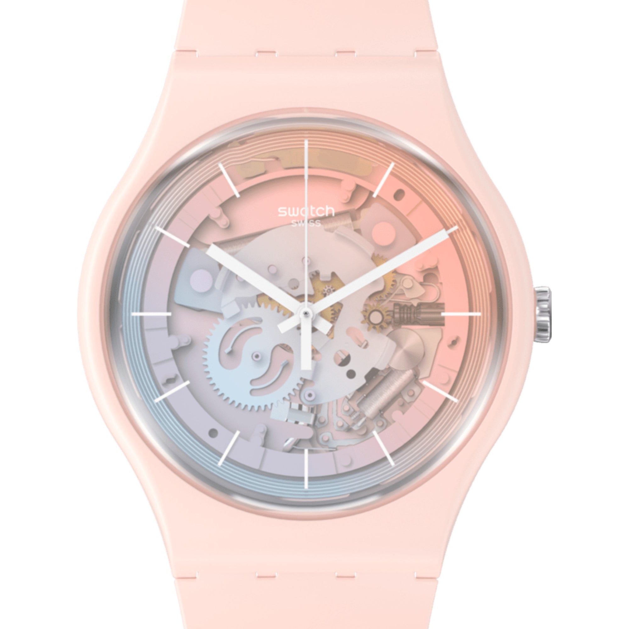 Swatch SwatchPAY! Fleetingly Pink Pay! Quarz Pinkes Zifferblatt Silikonarmband Unisex Uhr SO32P103-5300