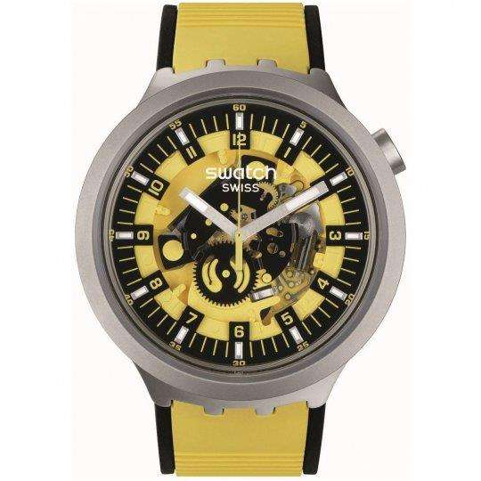 Swatch BOLDEN YELLOW Big Bold Gelbes Zifferblatt Herren Uhr SB07S109