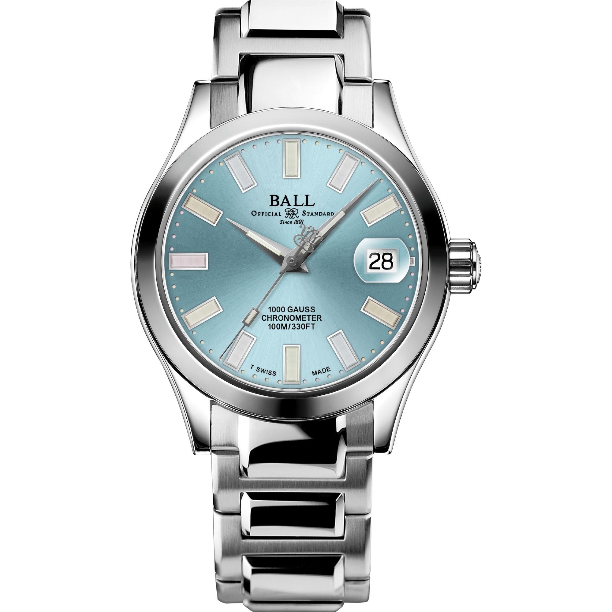 Ball Engineer III Marvelight Chronometer Automatik Blaues Zifferblatt Edelstahlarmband Damenuhr NL9616C-S1C-IBER (Vorbestellung bis Dezember 2023)