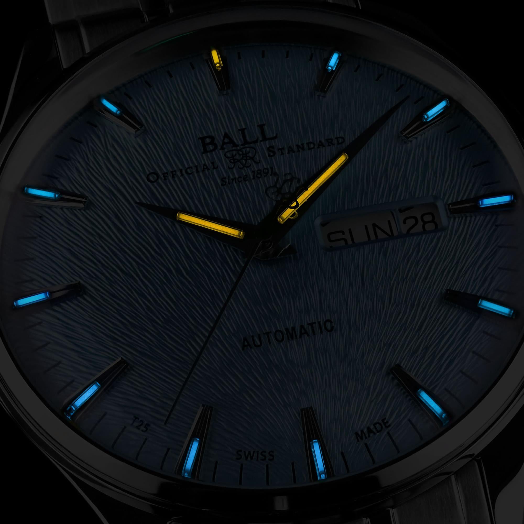 Ball Trainmaster Eternity Automatik Eisblaues Zifferblatt Edelstahlarmband Herren Uhr NM2080D-S2J-IBE