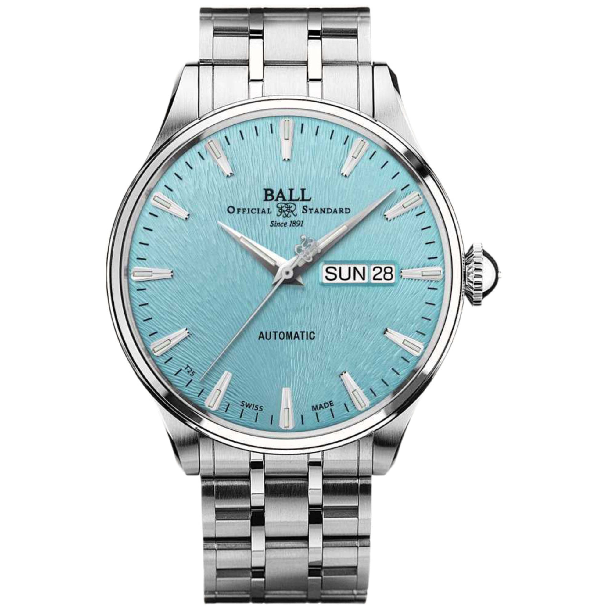 Ball Trainmaster Eternity Automatik Eisblaues Zifferblatt Edelstahlarmband Herren Uhr NM2080D-S2J-IBE