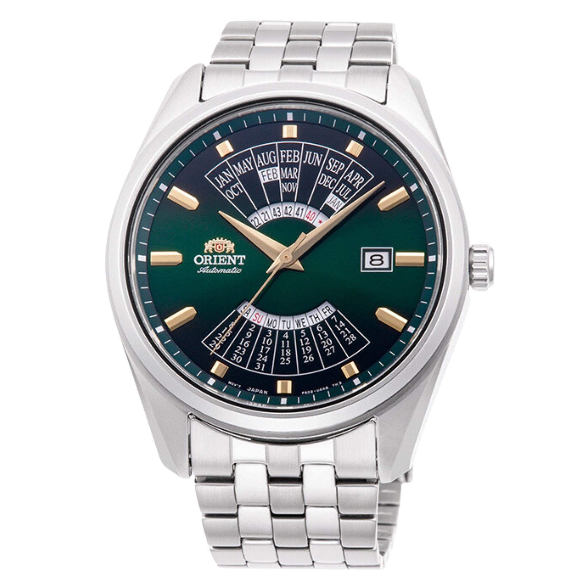 Orient Multi-Year Calendar 43.5mm Green Dial Steel Mens Automatic Watch RA-BA0002E10B