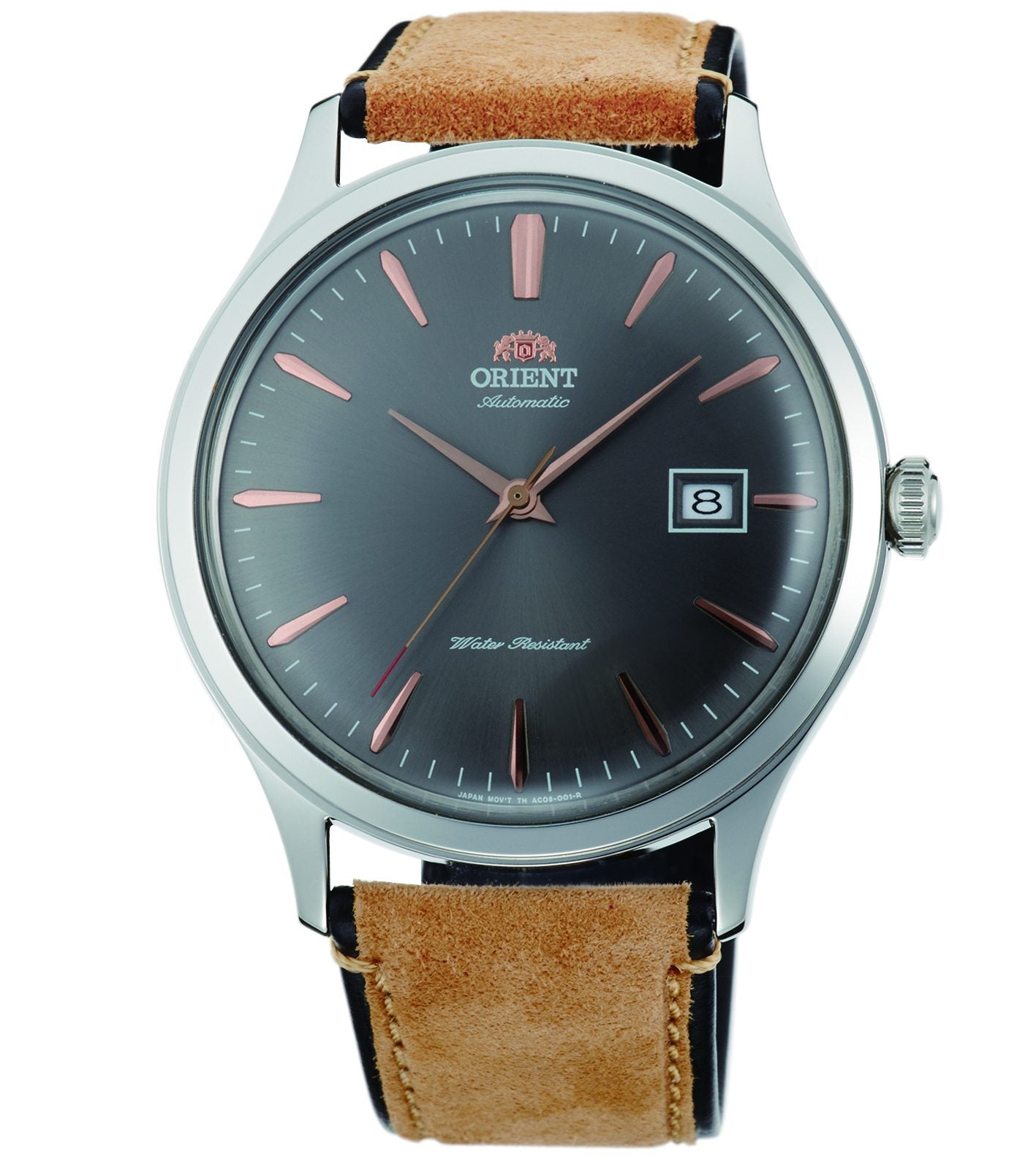 Orient Bambino 42mm Grey Dial Leather Mens Automatic Watch FAC08003A0