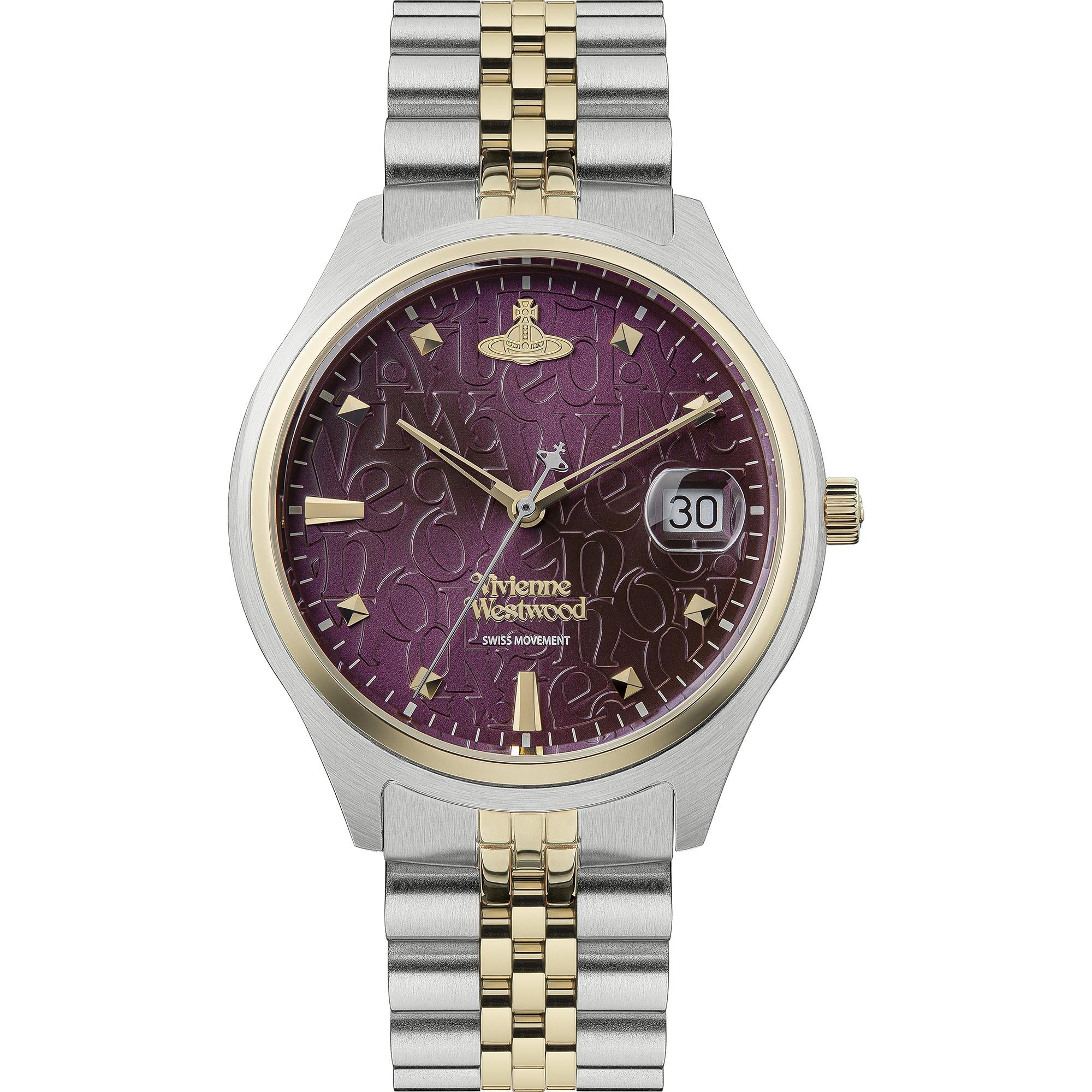 Vivienne Westwood Camberwell Quarz Lila Zifferblatt Zweifarbiges Edelstahlarmband Damen Uhr VV261BYSG