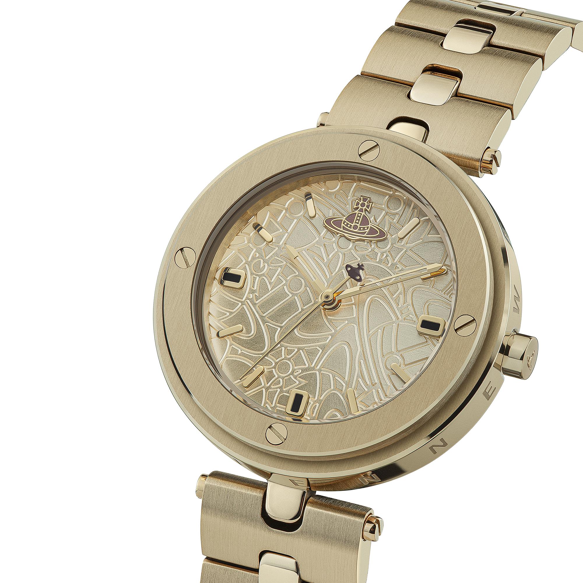 Vivienne Westwood Whitehall Quarz Golden Zifferblatt Golden Edelstahl Armband Damen Uhr VV287CPGD