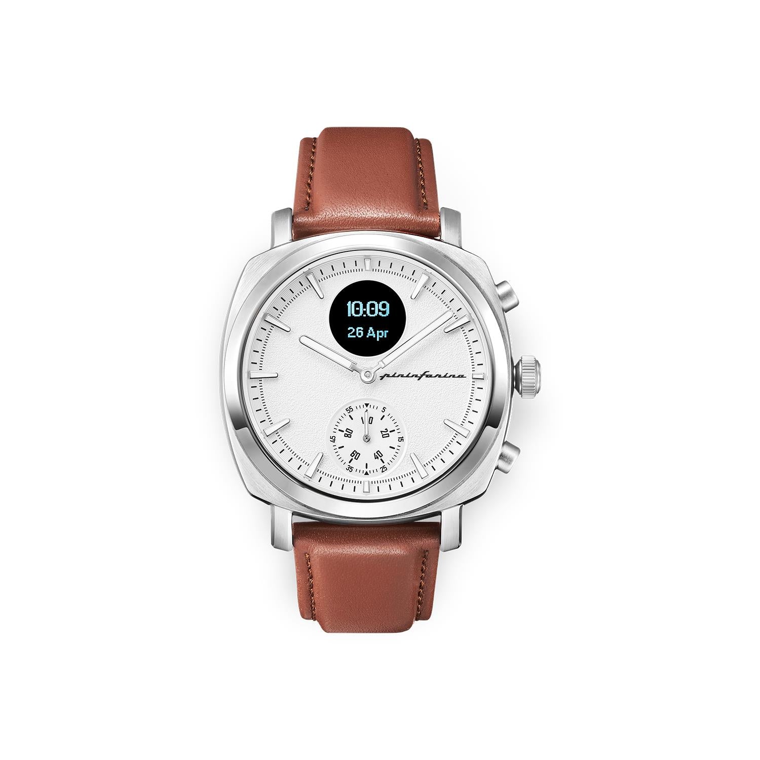 Pininfarina Senso Hybrid PMH01A-01 white dial and subdial detail view