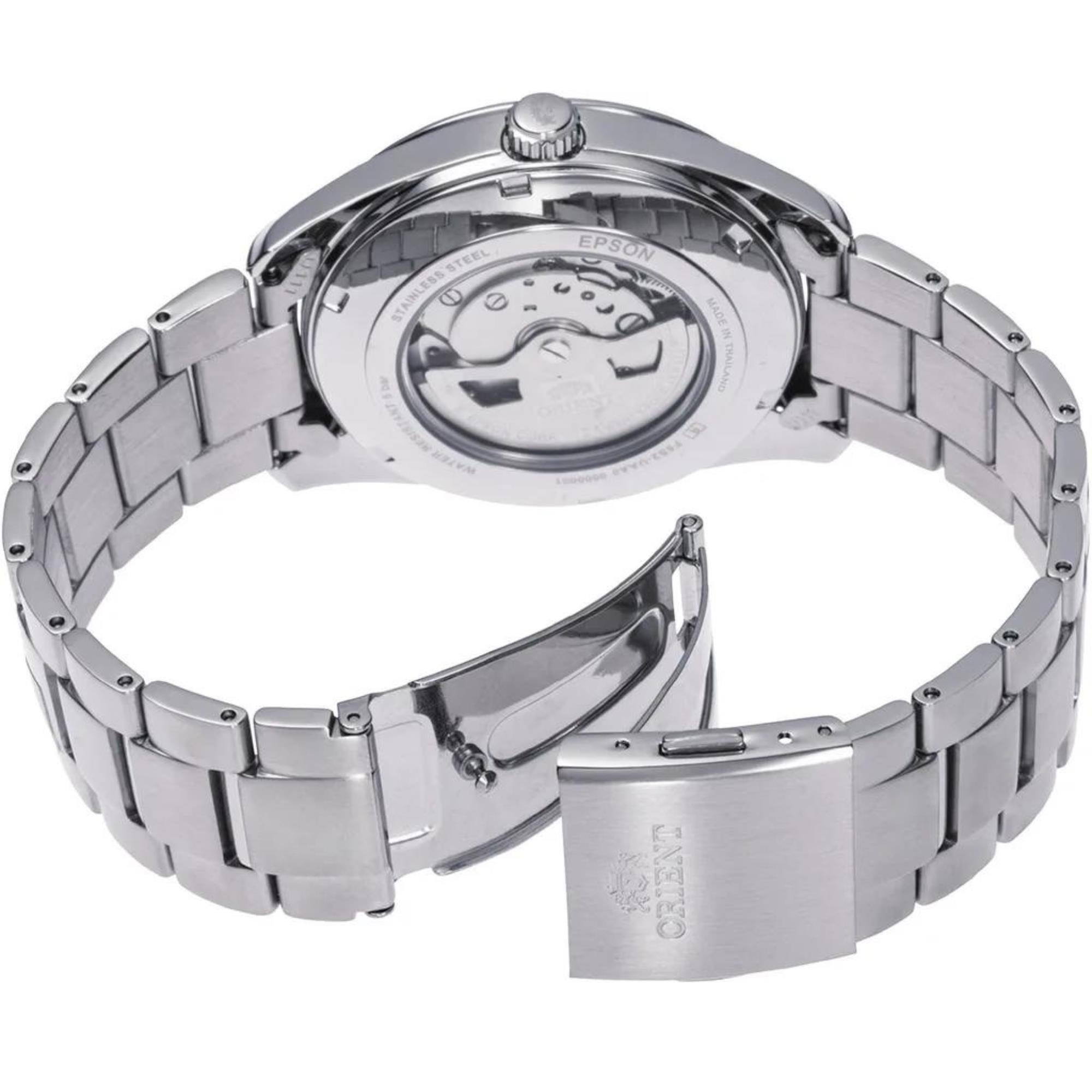 Orient Stretto 40.8mm Semi Skeleton Blue Dial Steel Mens Automatic Watch RA-AR0009L10B