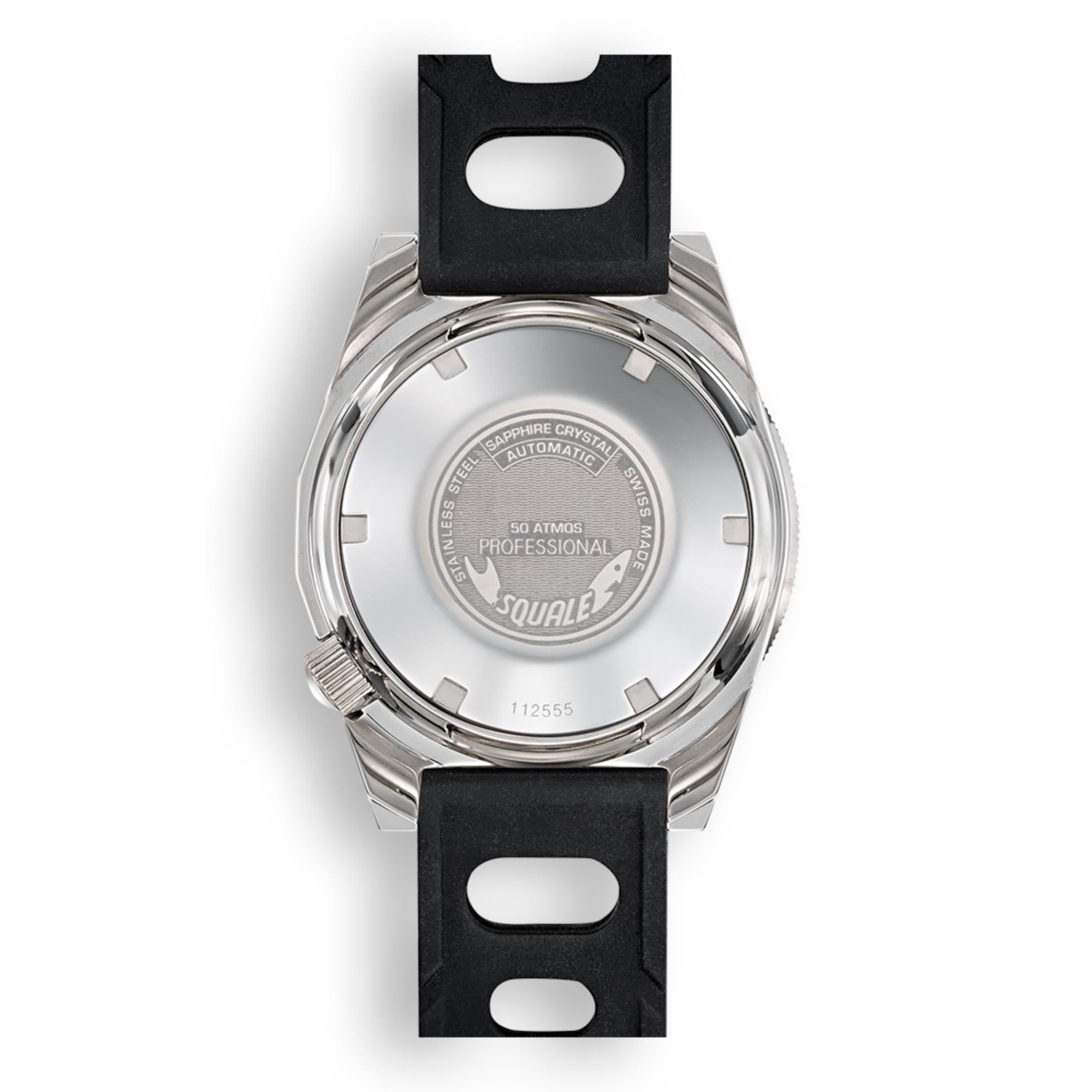 Squale 1521 Classic Automatik Schwarzes Zifferblatt Schwarzes Gummiarmband Herren Uhr 1521CL.NT