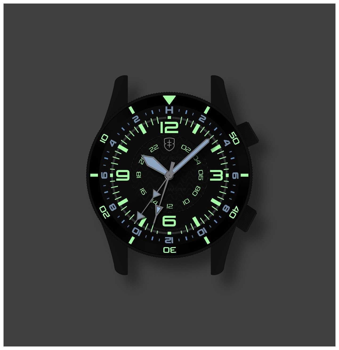Elliot Brown Beachmaster Ghost Creme Zifferblatt Schwarzes Gummi Armband Herren Uhr 0H0-622-R51G