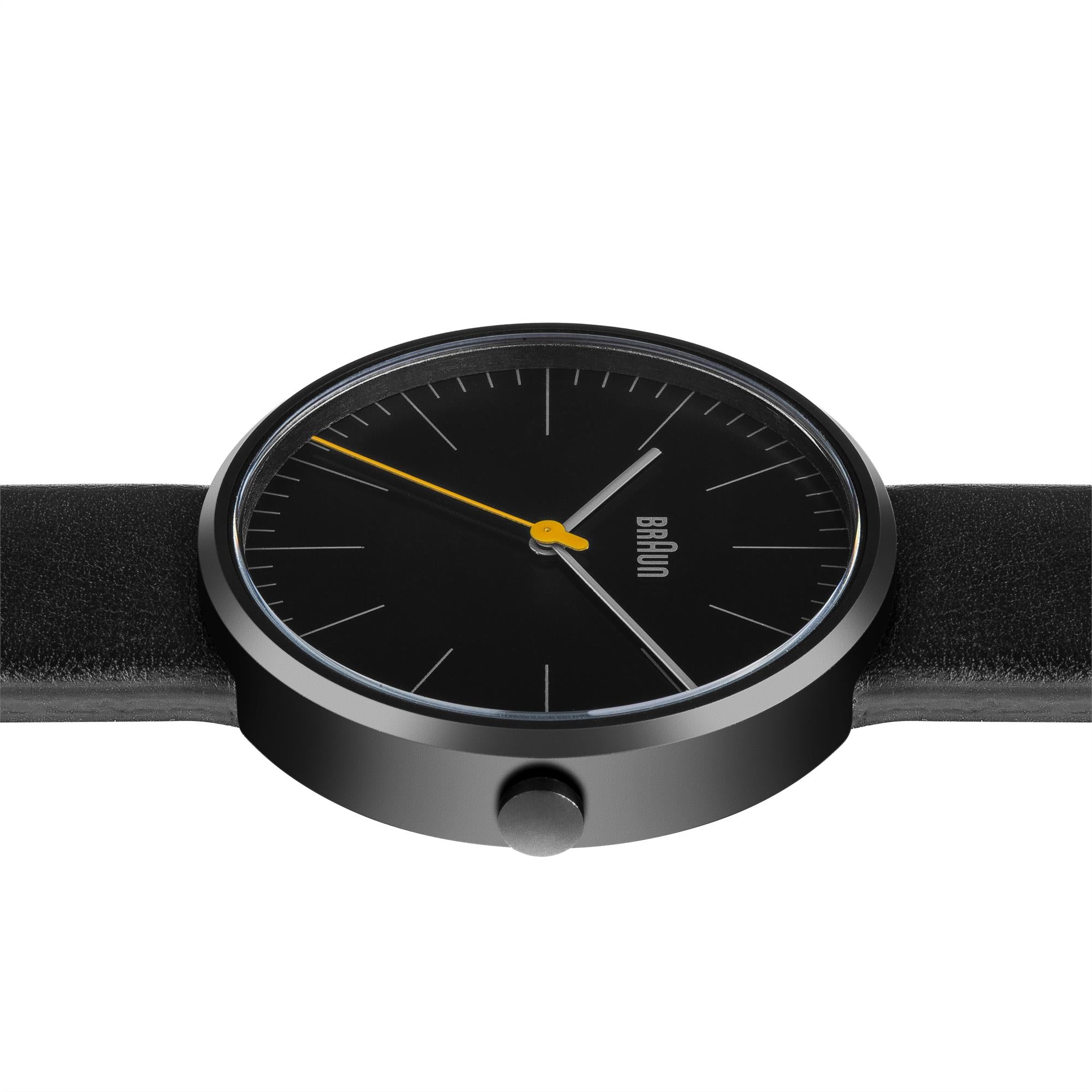 Braun Classic Quartz Black Dial Black Leather Strap Men’s Watch BN0172BKBKG