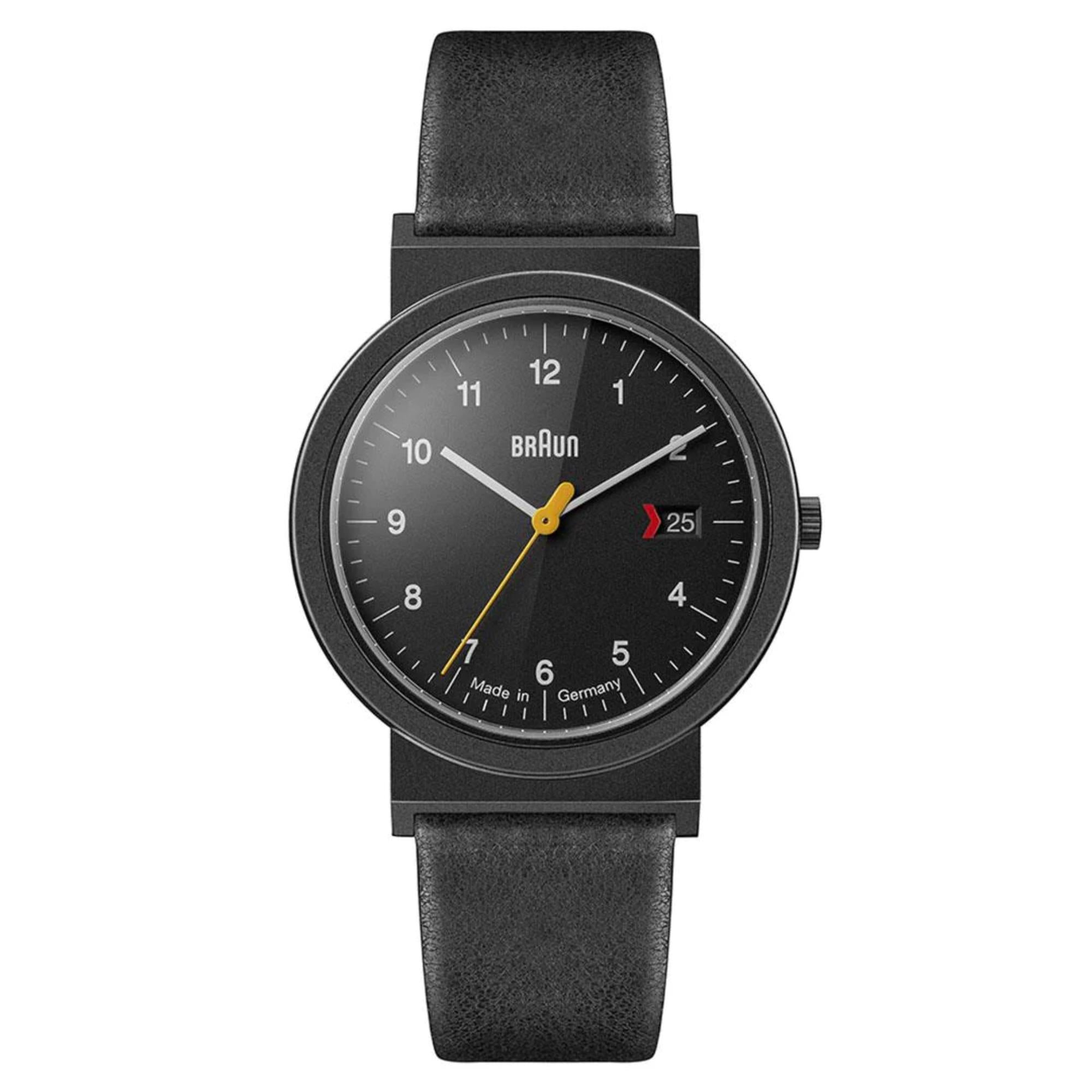 Braun Quarz Schwarzes Zifferblatt Schwarzes Lederarmband Herren Uhr AW10EVOB