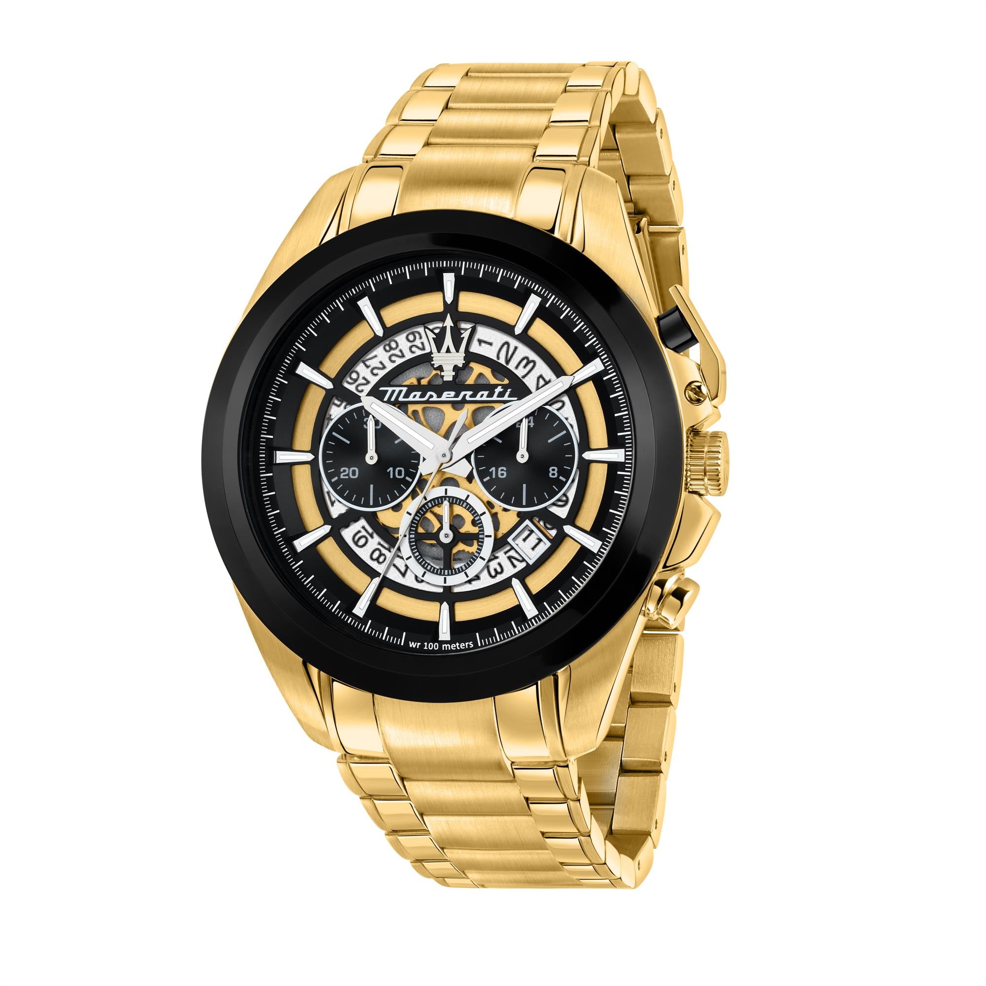 Maserati Traguardo Quarz Chronograph Schwarzes Zifferblatt Stahlarmband Herren Uhr R8873612058