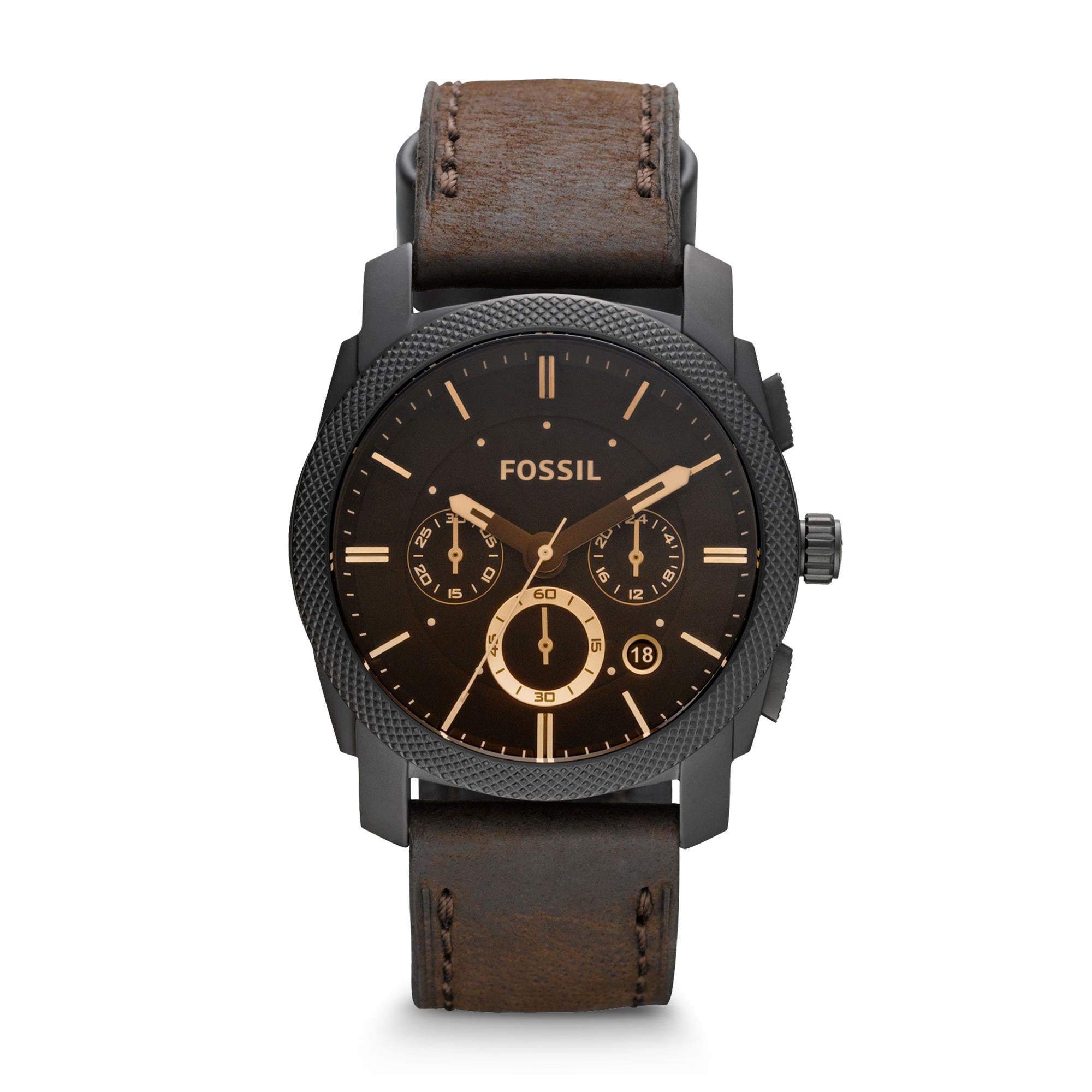 Fossil Machine 42mm Chronograph Black Dial Steel Mens Quartz Watch FS4656