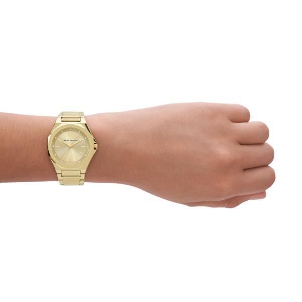Armani Exchange Andrea 34mm Gold Dial Steel Ladies Quartz Watch AX4608