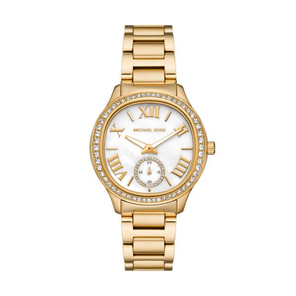Michael Kors Sage Goldfarbener Edelstahl Weißes Zifferblatt Damenuhr MK4805