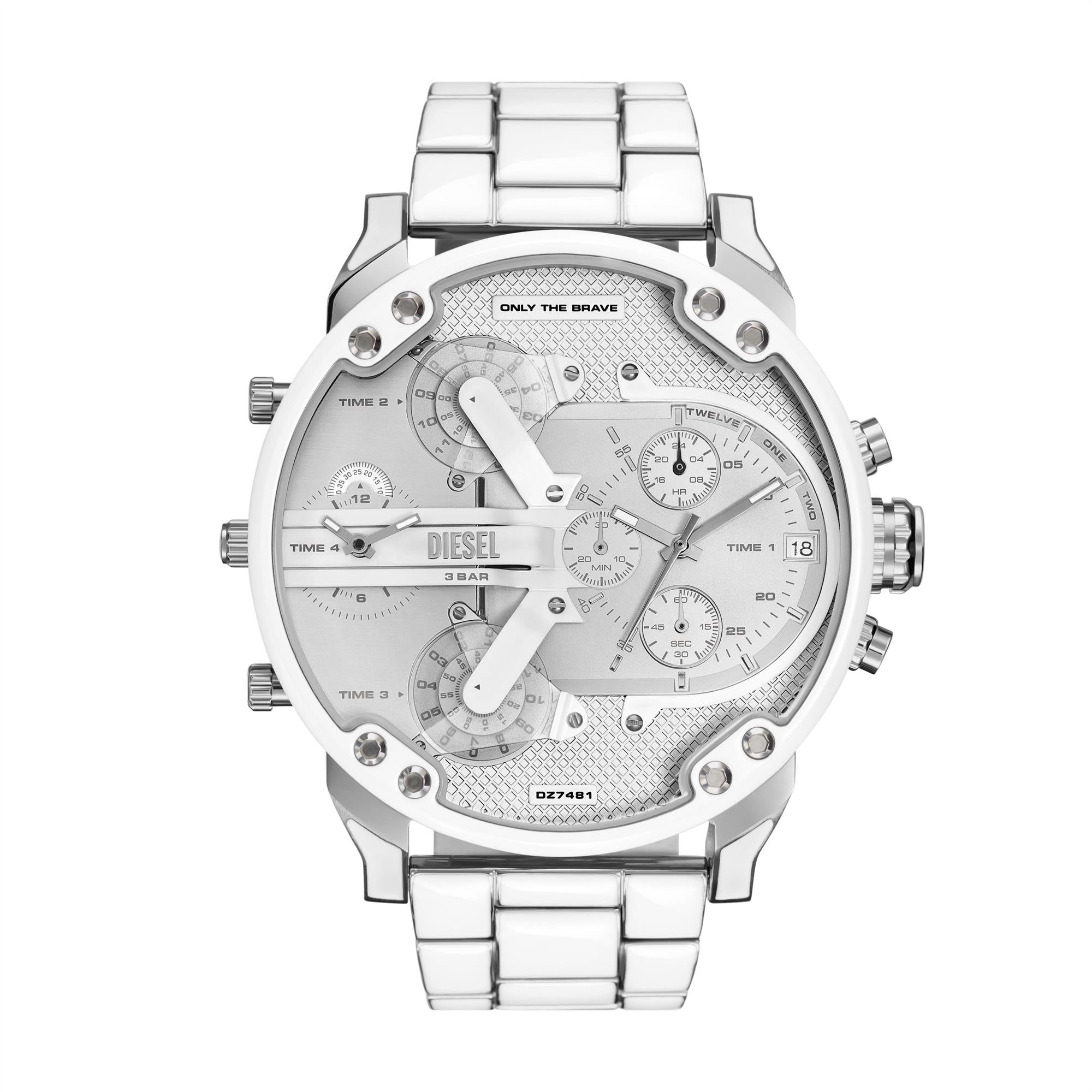Diesel Mr. Daddy 57mm Chronograph Silver Dial Steel Mens Quartz Watch DZ7481
