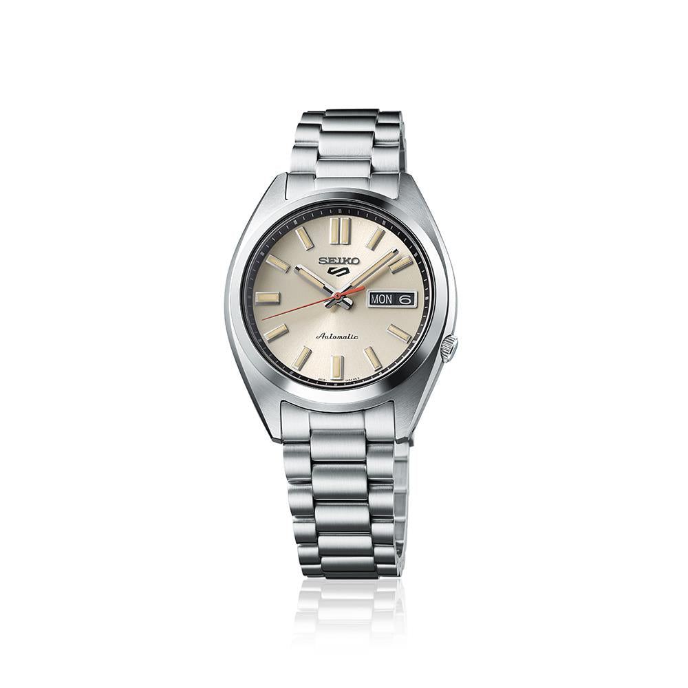 Seiko 5 Sports SNXS Classic ‘Beige Chinos’ Cream Dial Steel Bracelet Men's Watch SRPK91K1
