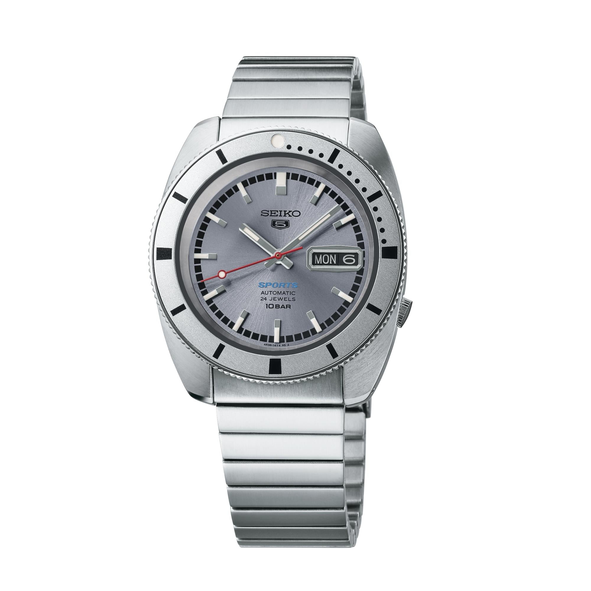 Seiko 5 Sports 'Ash Blue' 1968 Nachbildung Limitierte Auflage Silbernes Zifferblatt Herren Uhr SPRL03K1