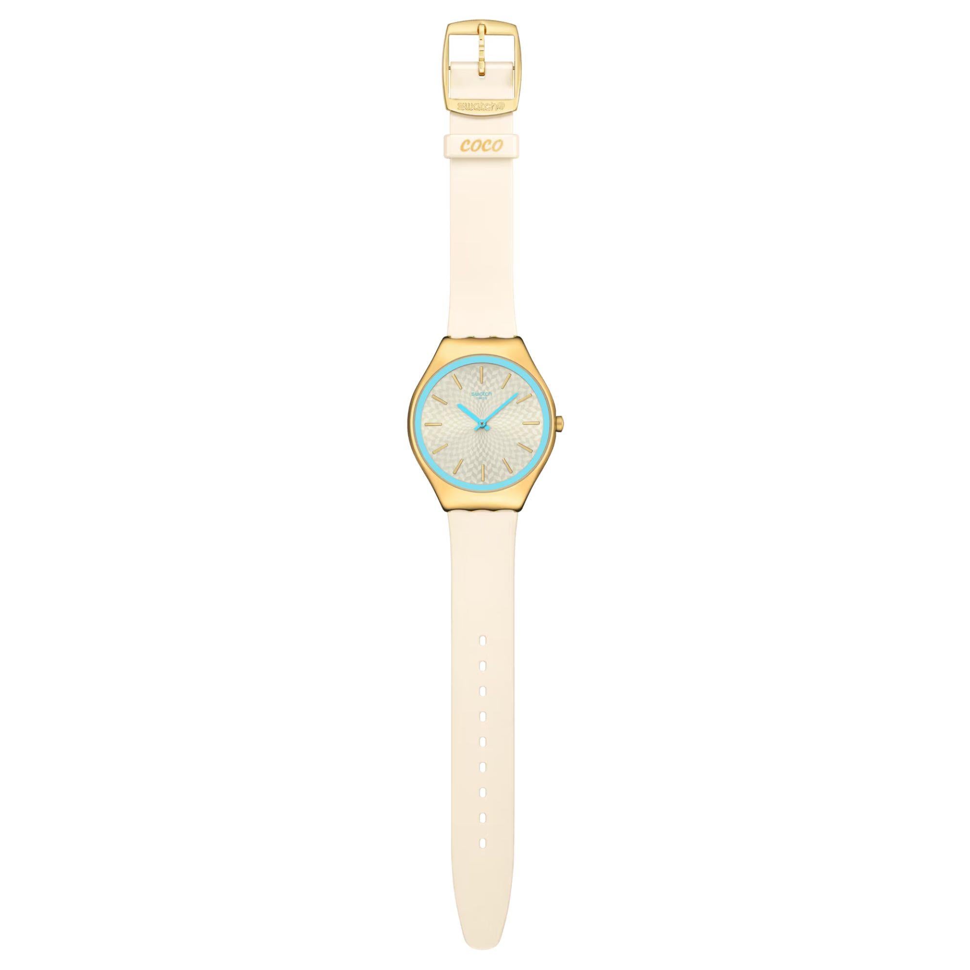 Swatch COCO HO BLU Ivory Dial Silicone Watch SYXG127