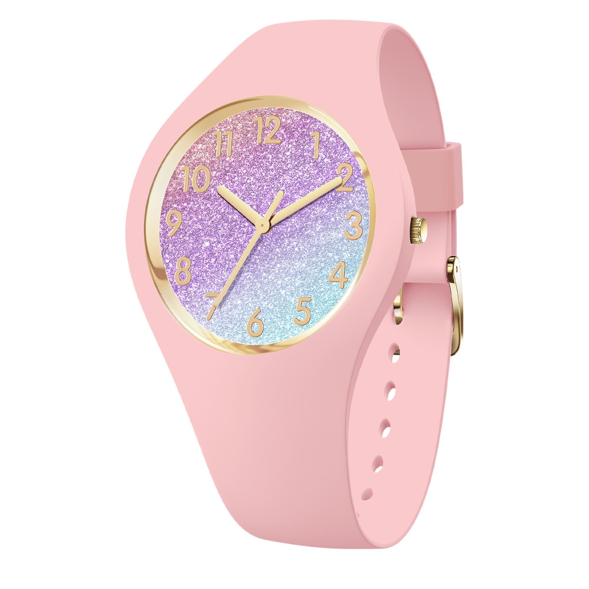 ICE Glitter Pink Cosmic 3H Silikonarmband Analog Damen Uhr S31 022569