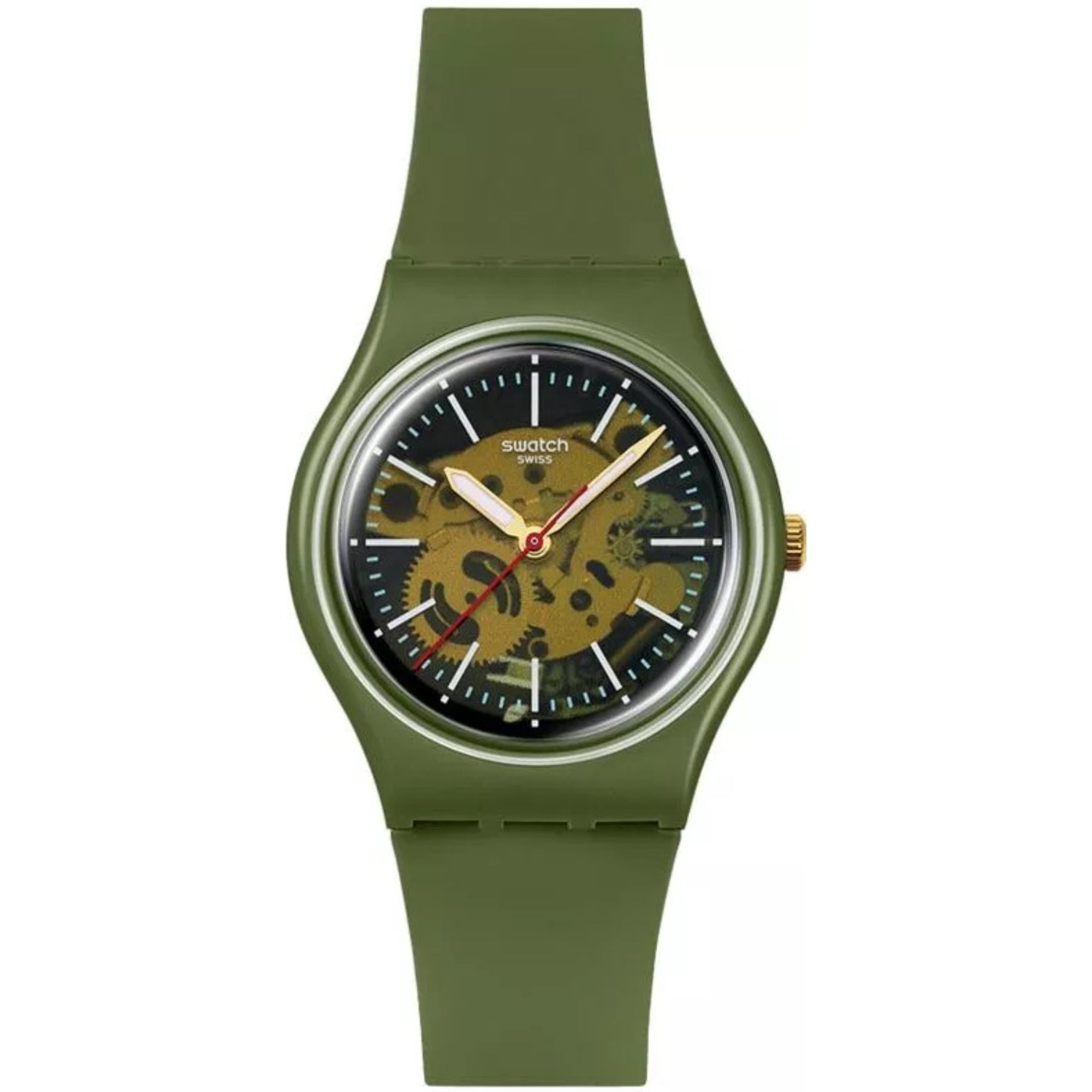 Swatch THRU THE GREENERY Quarz Grünes Zifferblatt Edelstahlarmband Herren Uhr SO28G110
