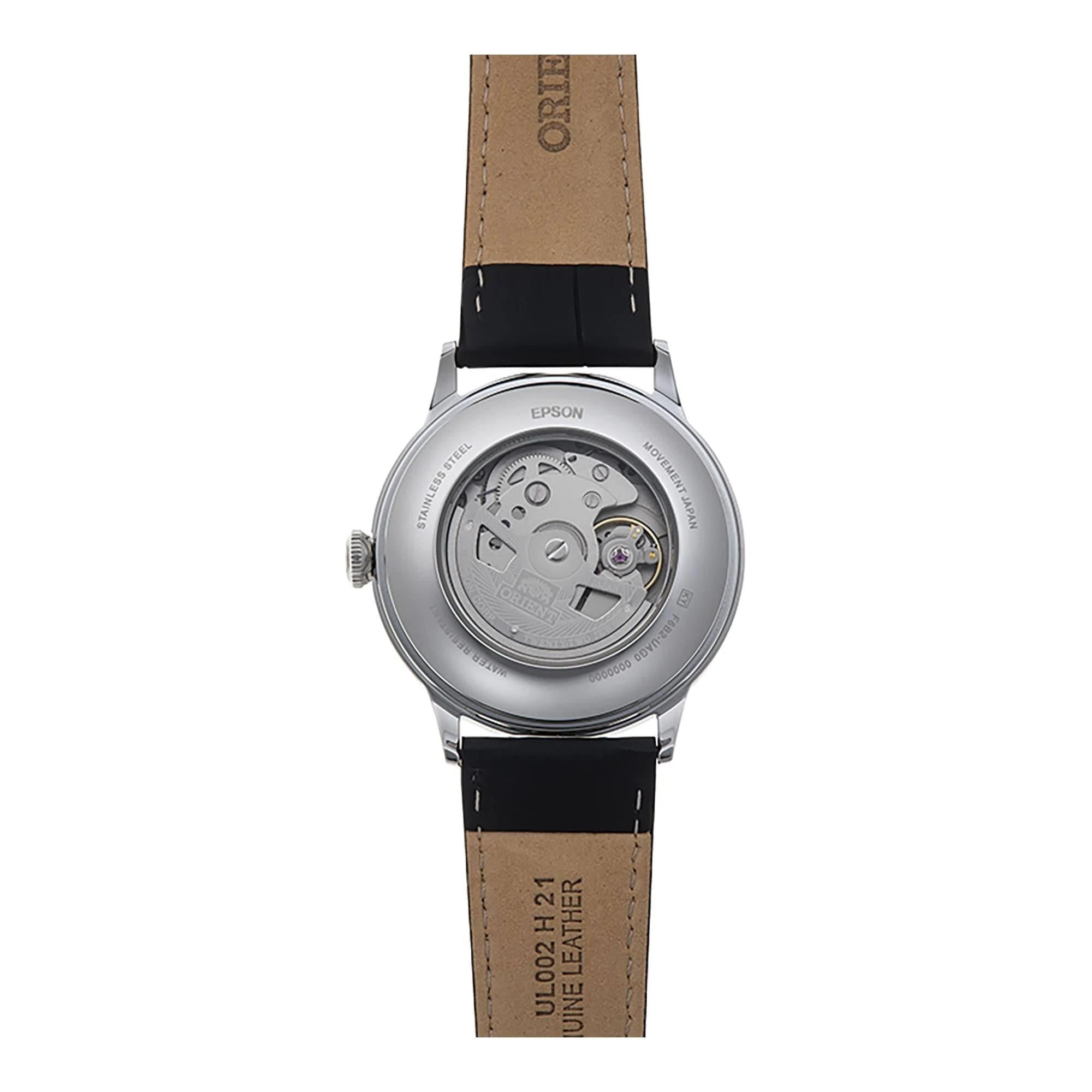 Orient Bambino Automatic Day Date Black Leather Strap Men's Watch Ex-Display RA-AK0701S30B-EX