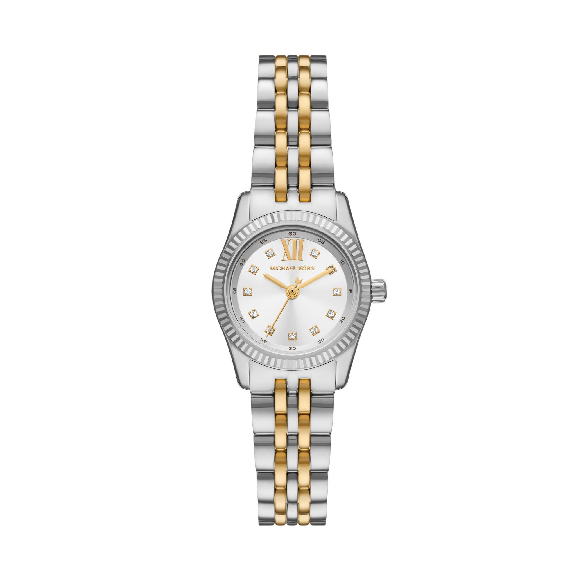 Michael Kors Lexington Zweifarbig Edelstahl Weiß Zifferblatt Damen Uhr MK4740