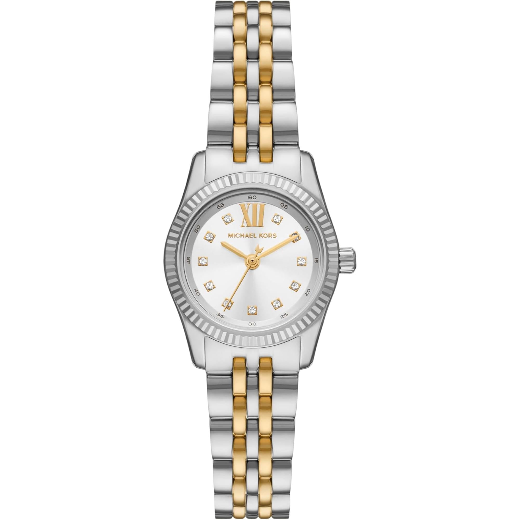 Michael Kors Lexington Zweifarbig Edelstahl Weiß Zifferblatt Damen Uhr MK4740