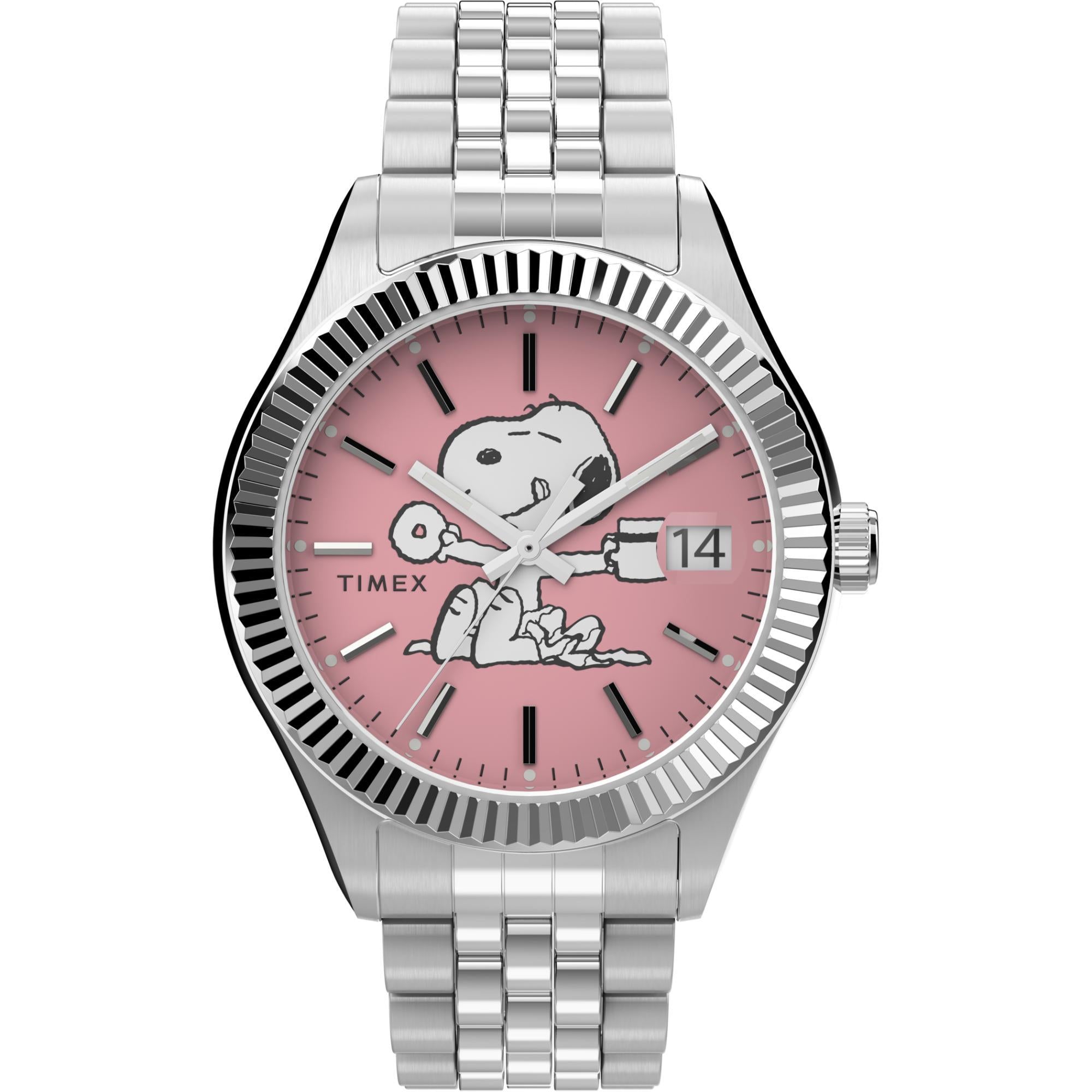 Timex Peanuts 36mm Pink Dial Steel Ladies Quartz Watch TW2V47400