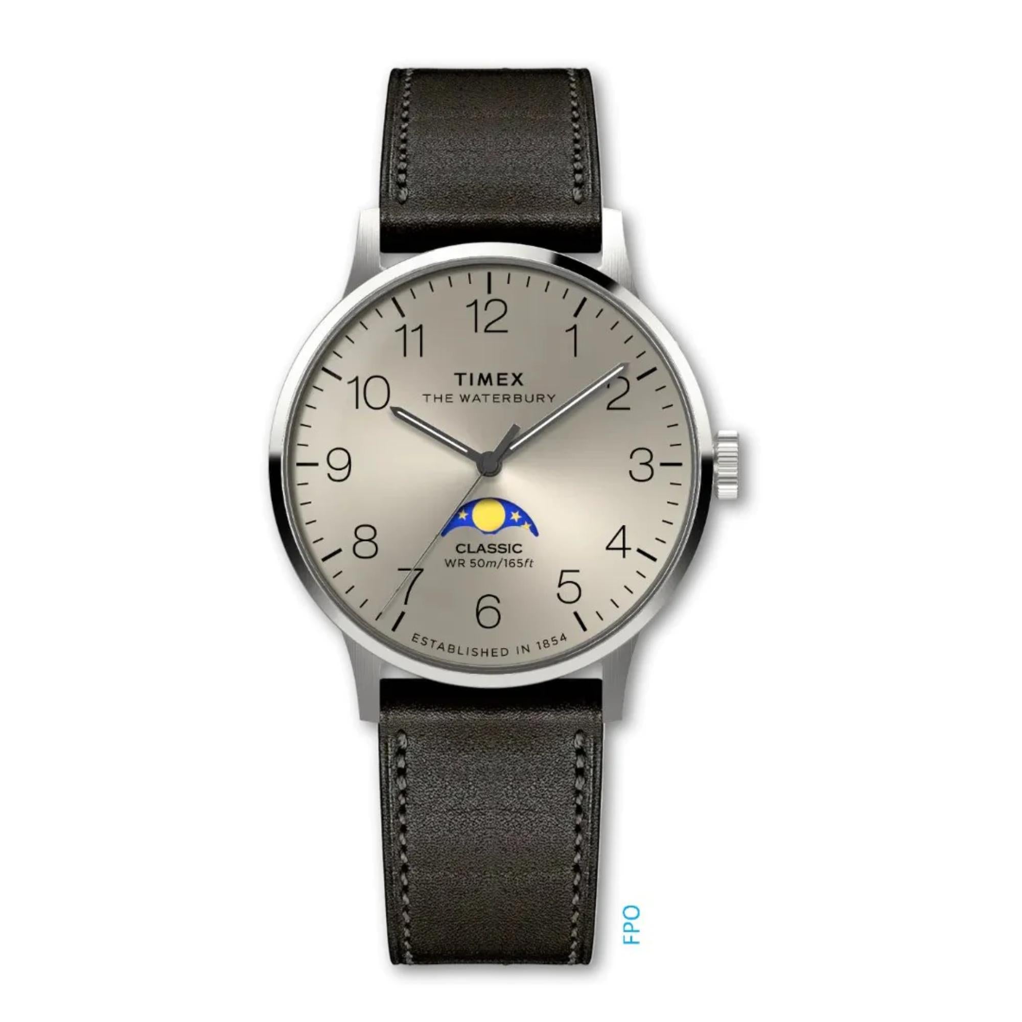 Timex Waterbury 40mm Champagne Dial Leather Mens Quartz Watch TW2W75500