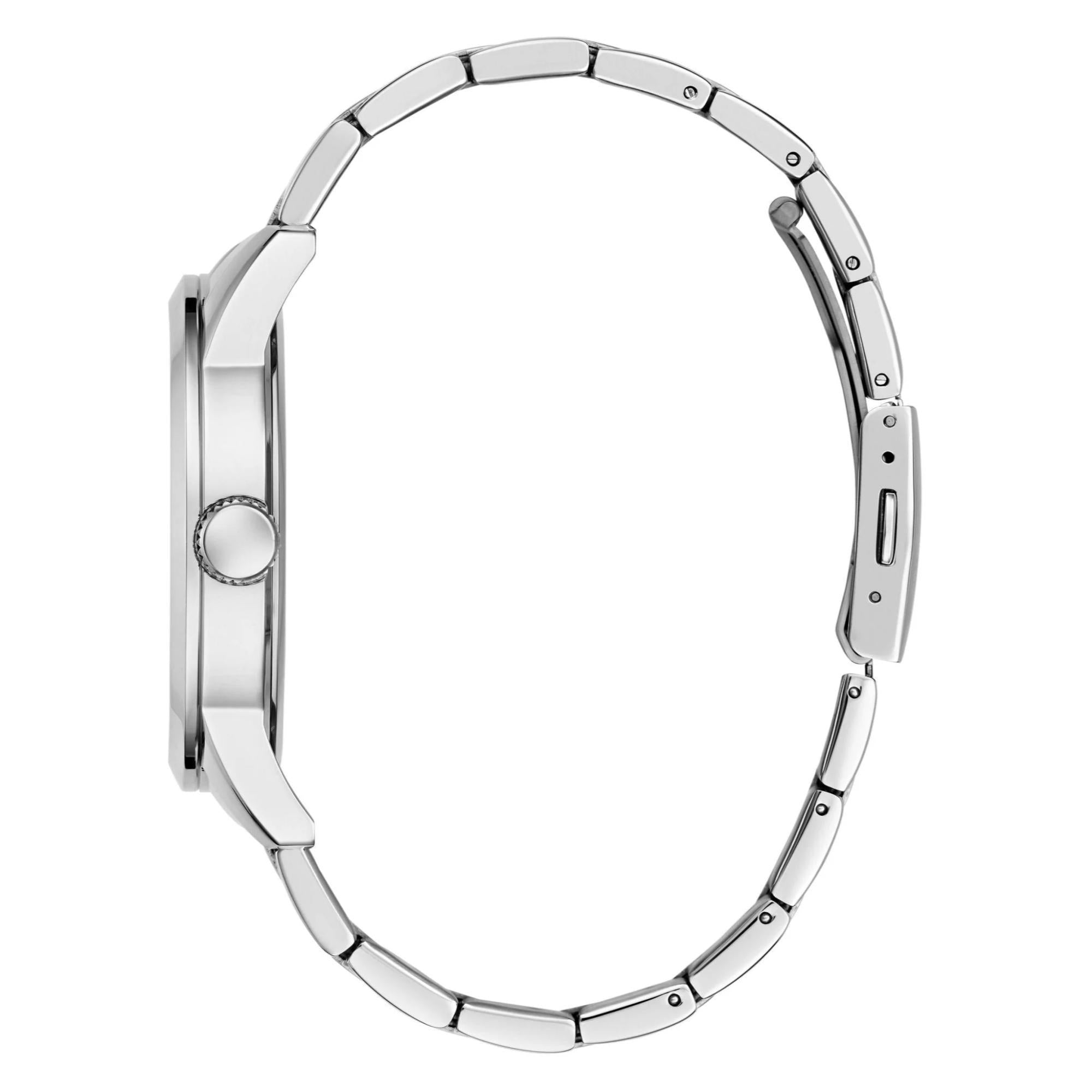 GUESS Gents Badge Silver Tone Stainless Steel Analog with Modern Flair Blue Dial Men's Watch GW0782G3