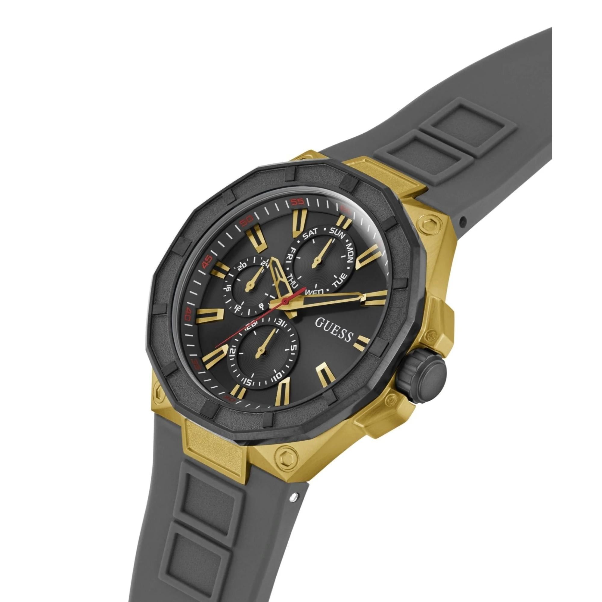 GUESS Multifunction Gents R2 Two-Tone Silicone Strap Black Dial Men’s Watch GW0803G1