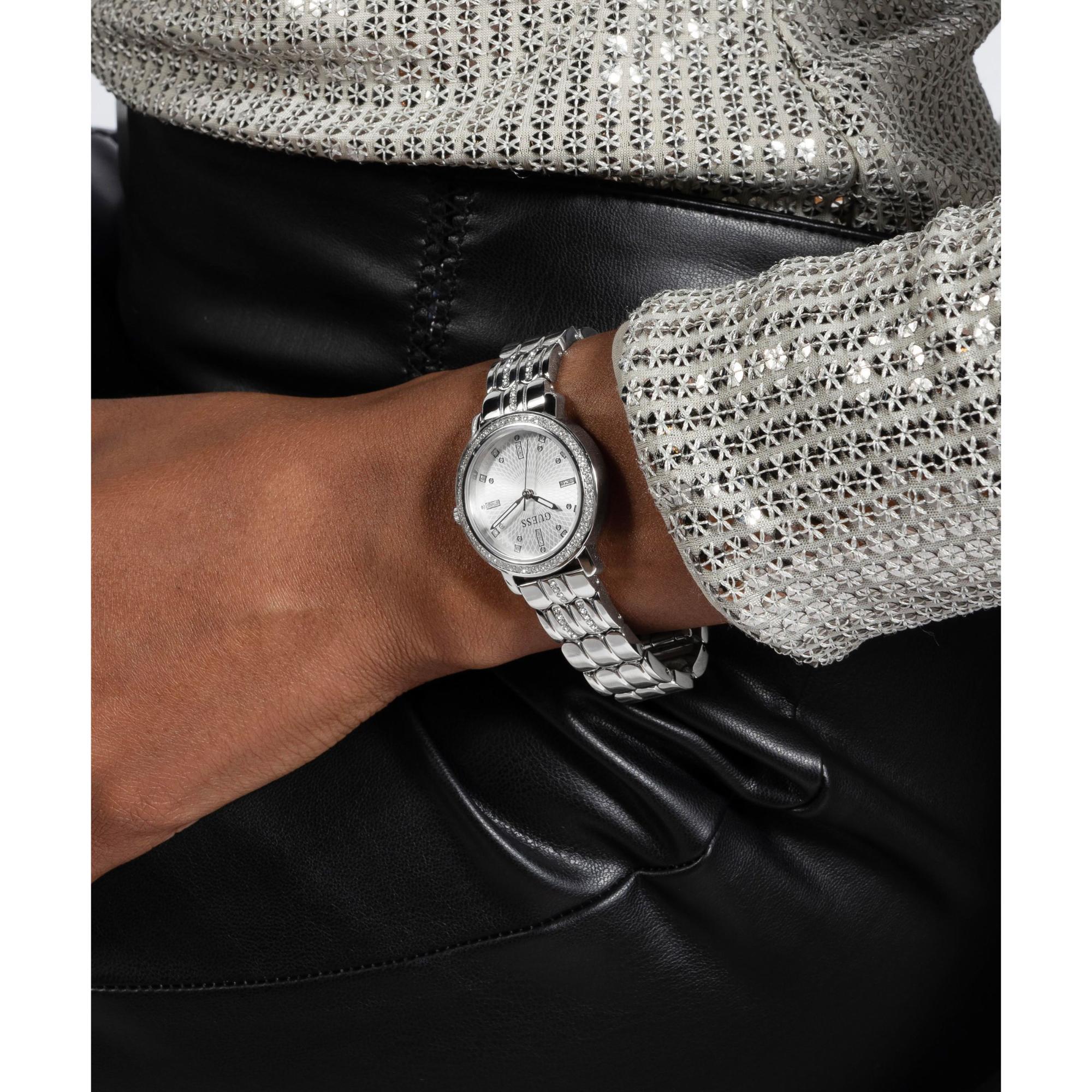 Guess Hayley Silver Dial with Elegant Crystal Accents Ladies Watch GW0612L1