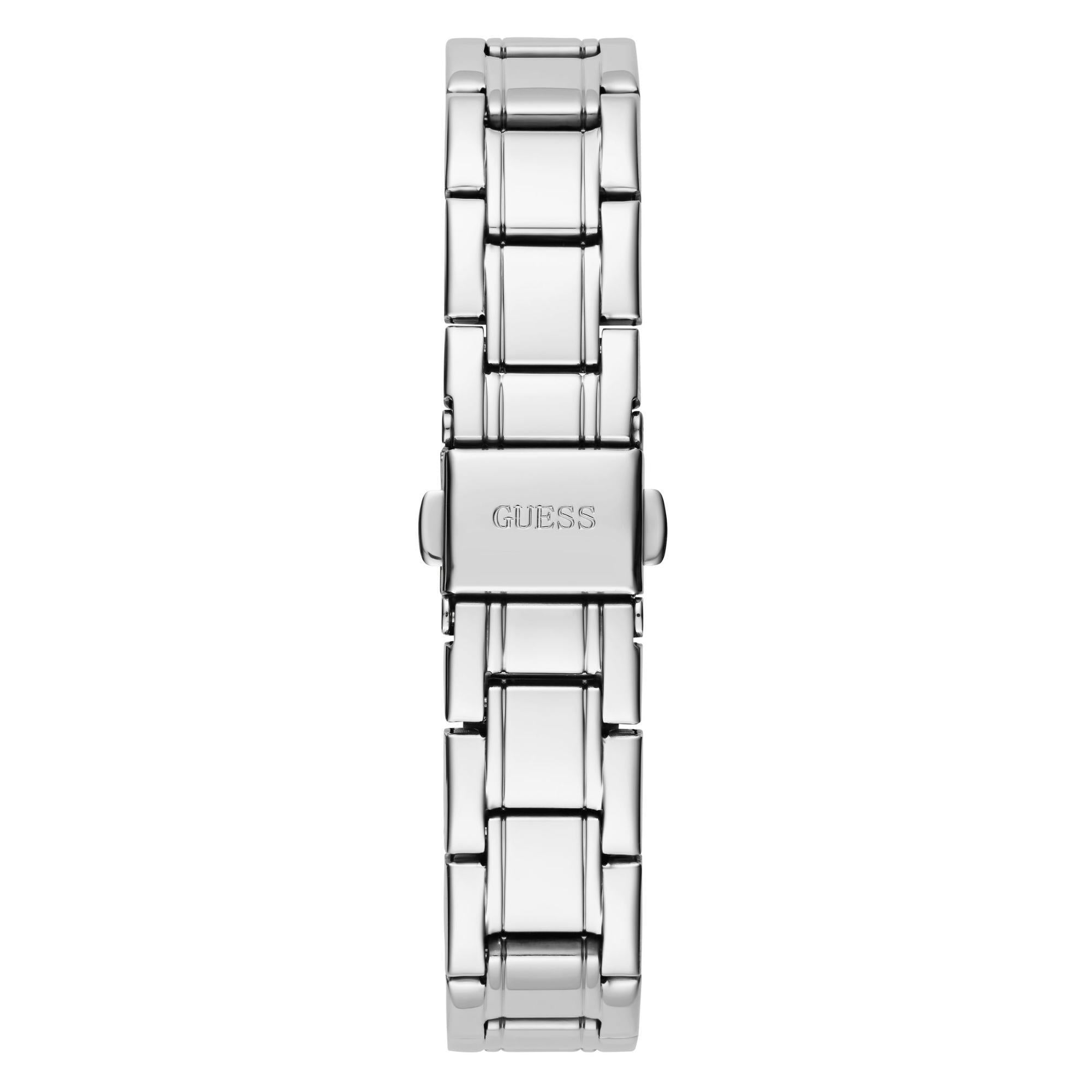 GUESS Ladies Silver Tone Stainless Steel Strap Analog White Dial Watch GW0468L1