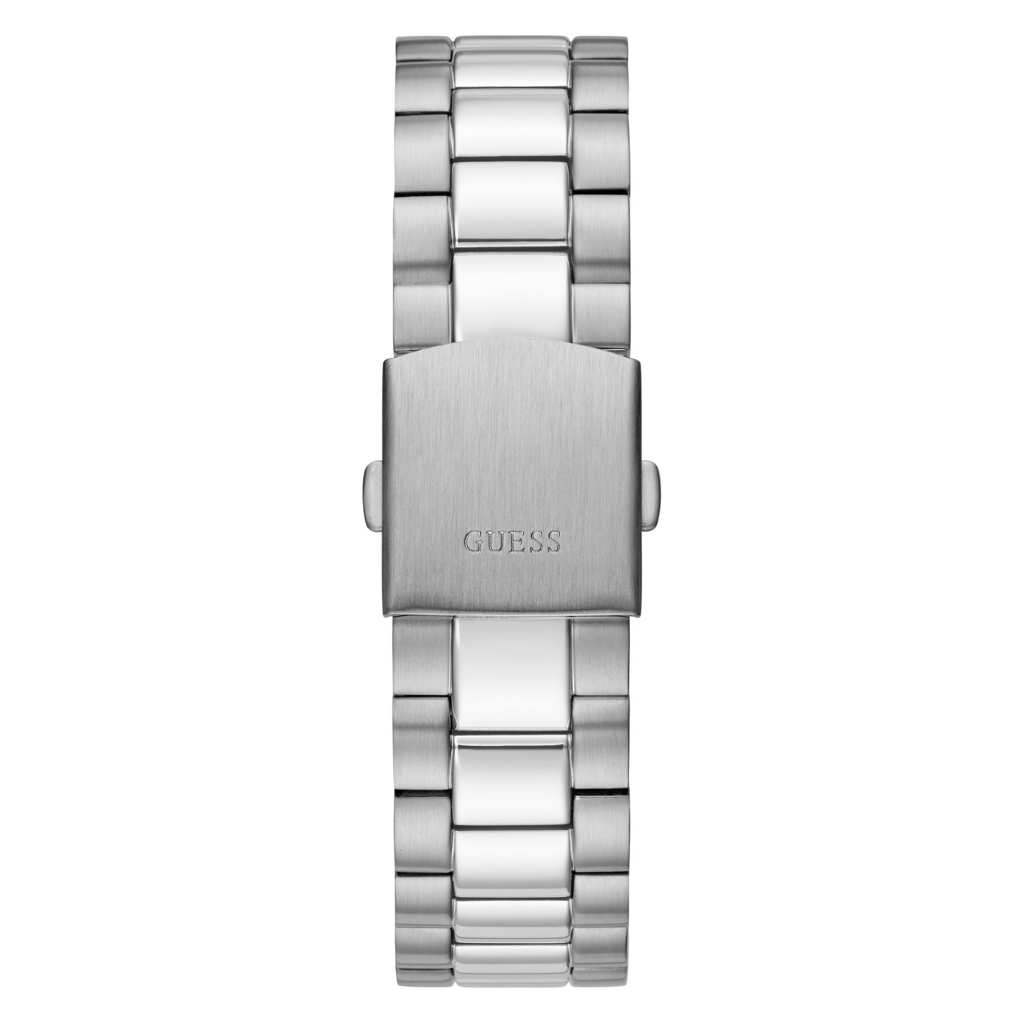 GUESS Men's Silver Tone Day/Date Blue Dial Watch with Stainless Steel Strap GW0265G7