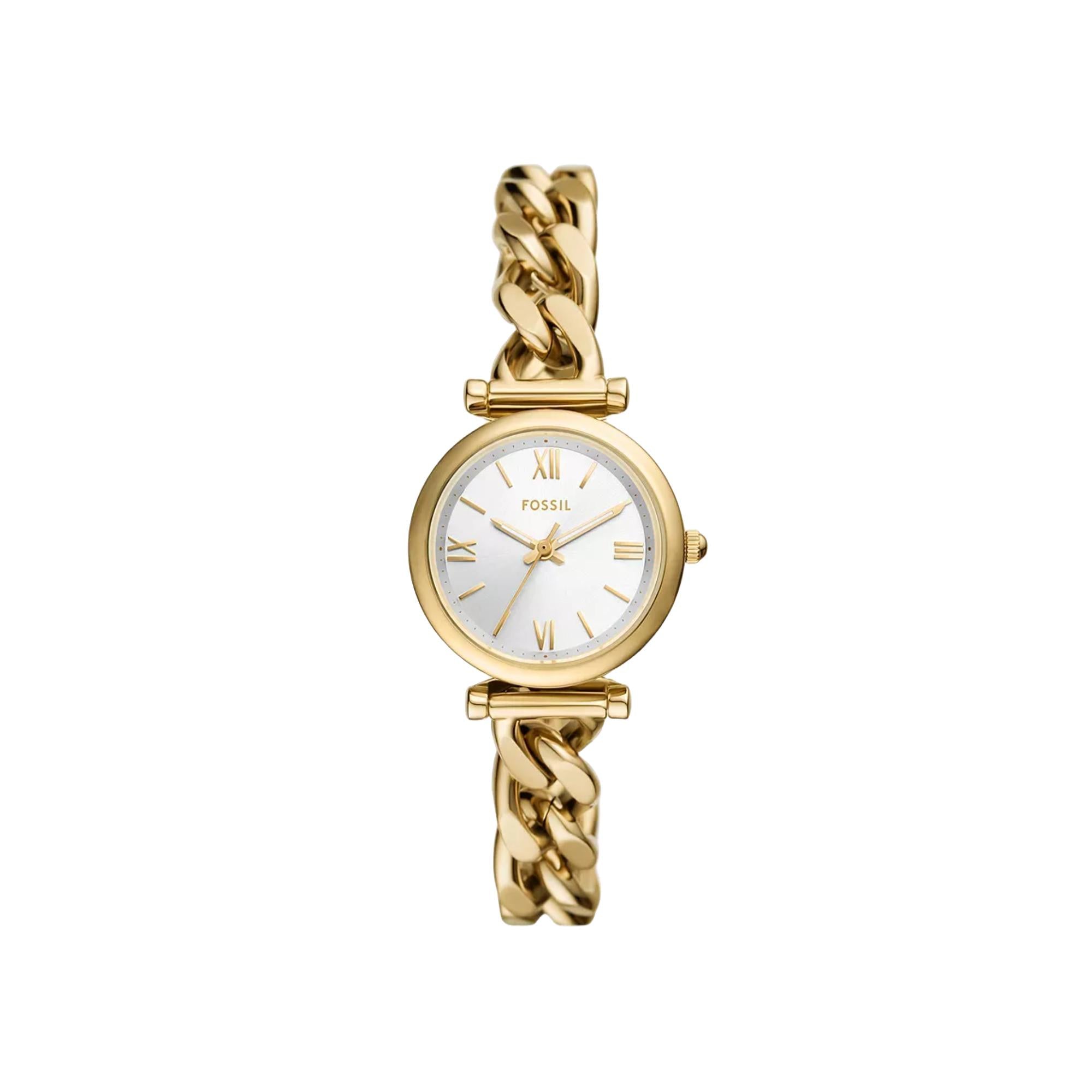 Fossil Carlie 28mm Silber Zifferblatt Stahl Damen Quarz Uhr ES5329