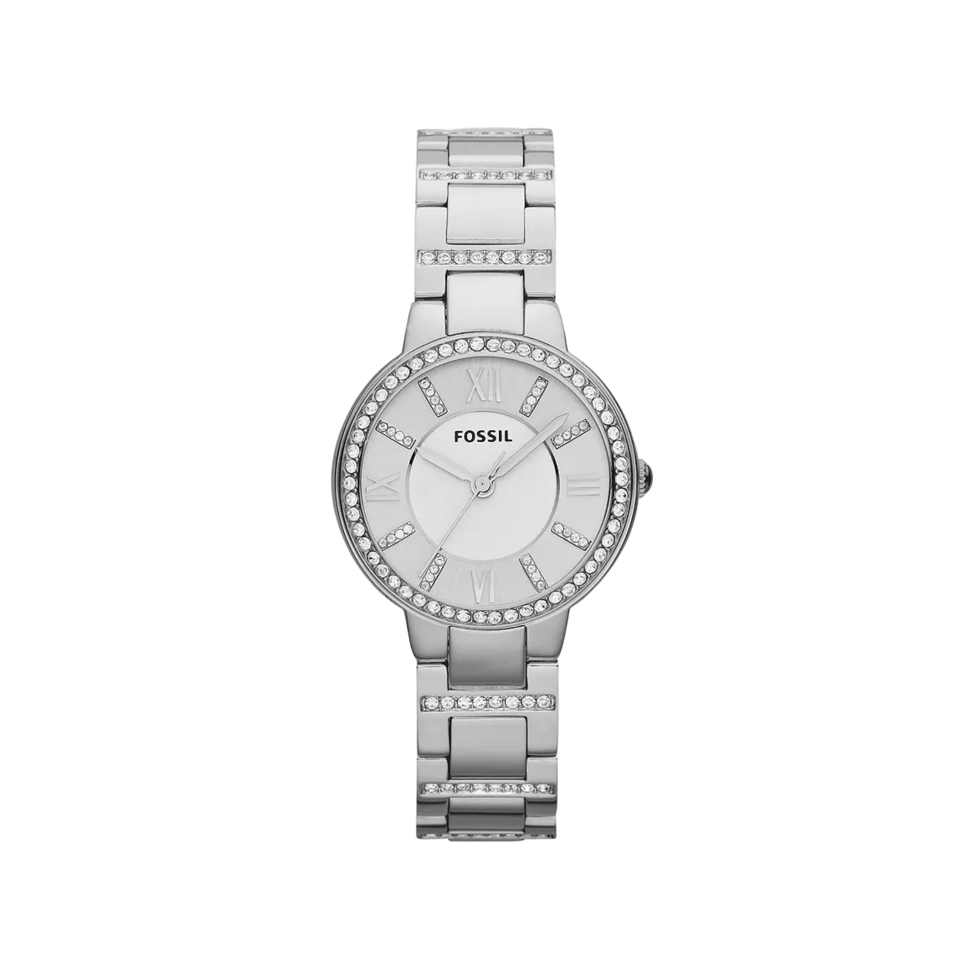 Fossil Virginia 30mm Silver Dial Steel Ladies Quartz Watch ES3282