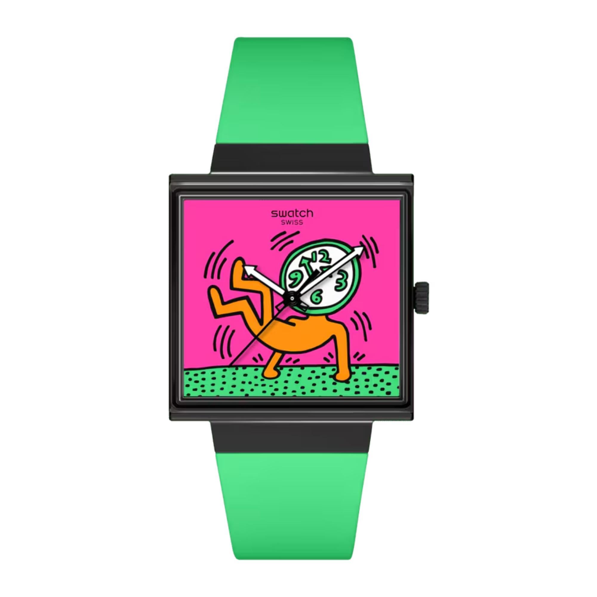 Swatch Break Free Breaks Off Pinkes Zifferblatt Silikonarmband Damen Uhr SO34Z102