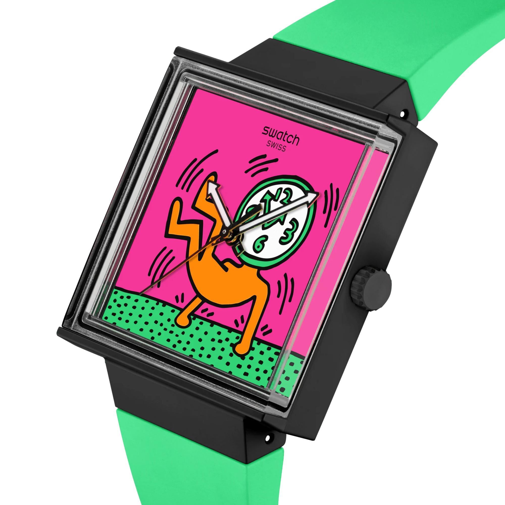 Swatch Break Free Breaks Off Pinkes Zifferblatt Silikonarmband Damen Uhr SO34Z102
