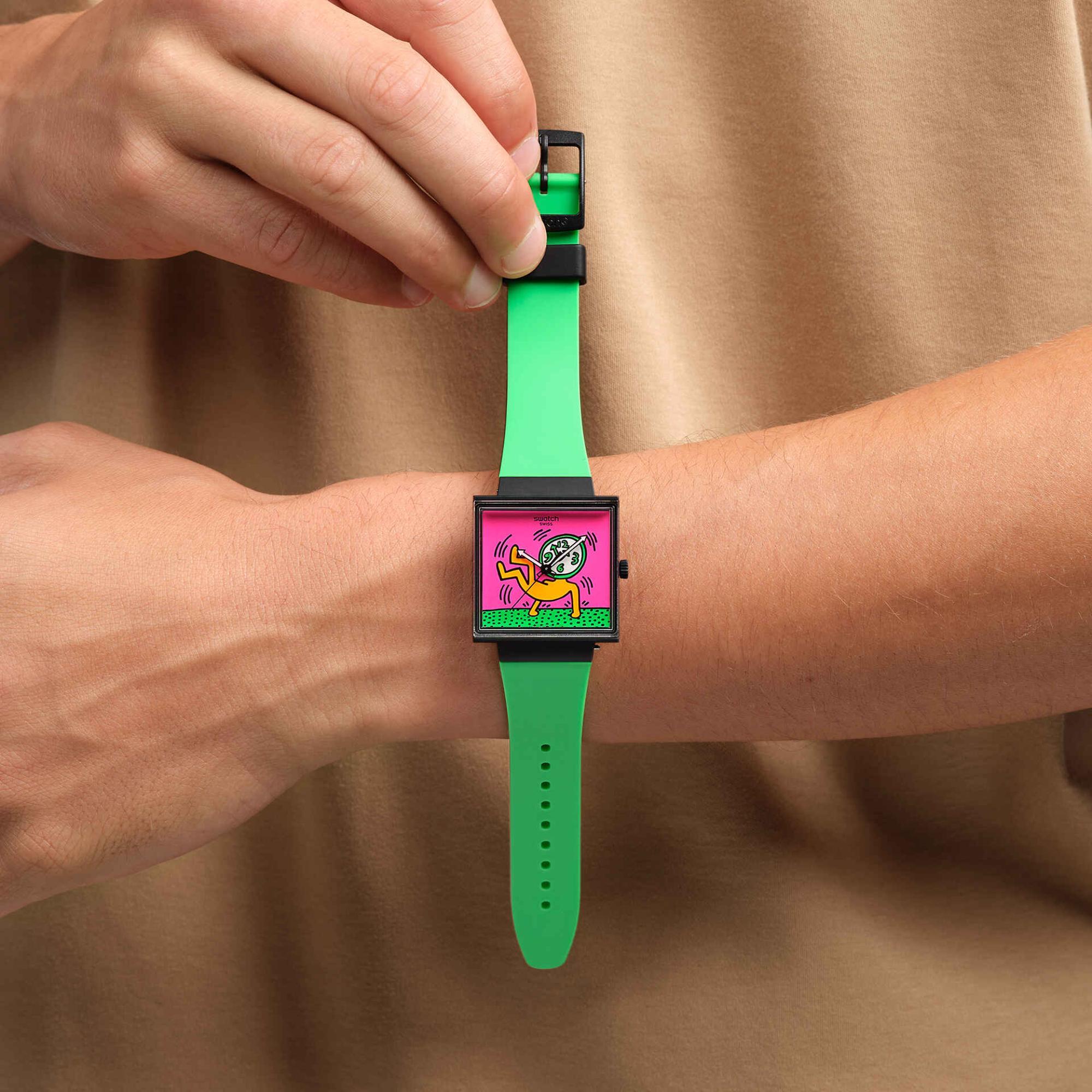 Swatch Break Free Breaks Off Pinkes Zifferblatt Silikonarmband Damen Uhr SO34Z102