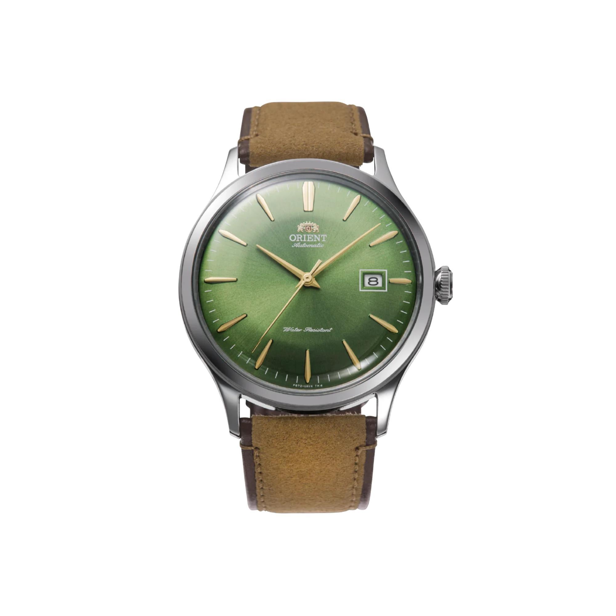 Orient Bambino 42 mm Grünes Zifferblatt Leder Herren Automatik Uhr RA-AC0P01E10B