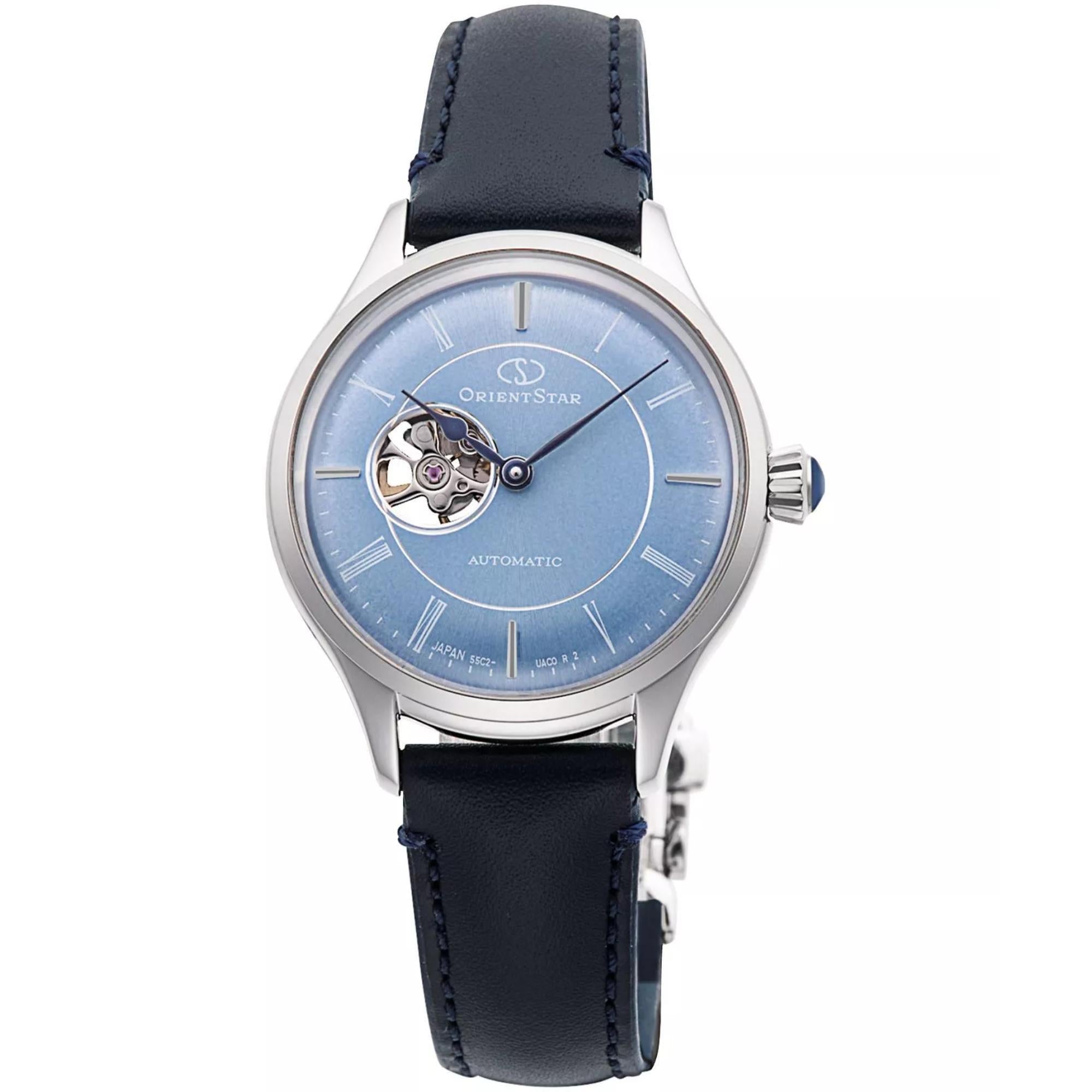 Orient Star Classic 37mm Semi Skeleton Blue Dial Leather Ladies Automatic Watch RE-ND0012L00B (Expected 25th October 2024)