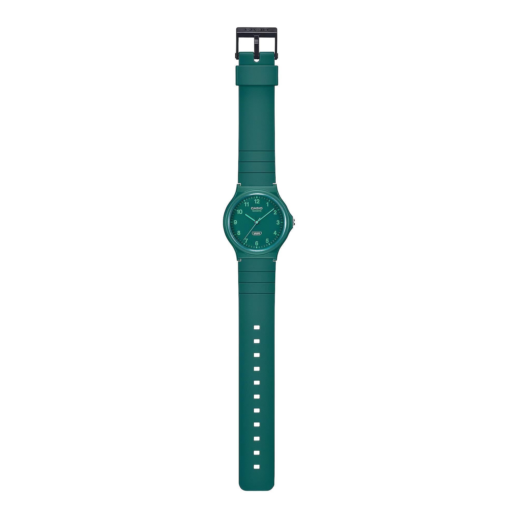 Casio Timeless Classic Analog Green Dial Resin Strap Watch MQ-24B-3BEF