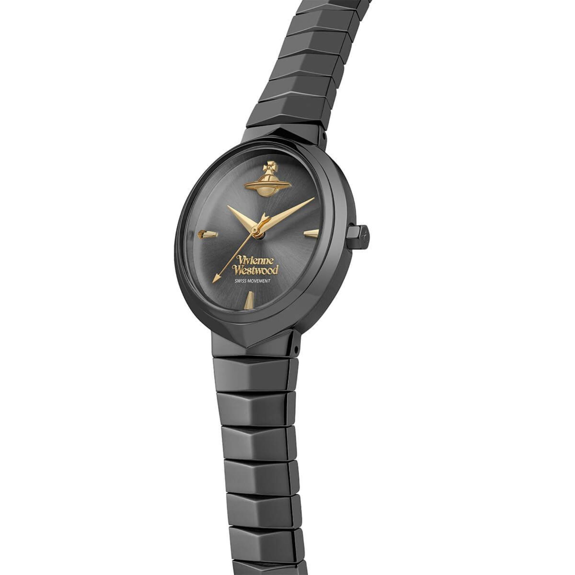 Vivienne Westwood Armour Graues Zifferblatt Gunmetal Armband Damen Uhr VV314GYGY