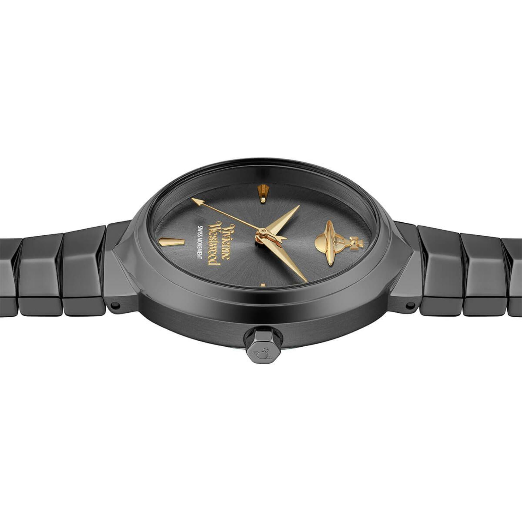 Vivienne Westwood Armour Graues Zifferblatt Gunmetal Armband Damen Uhr VV314GYGY