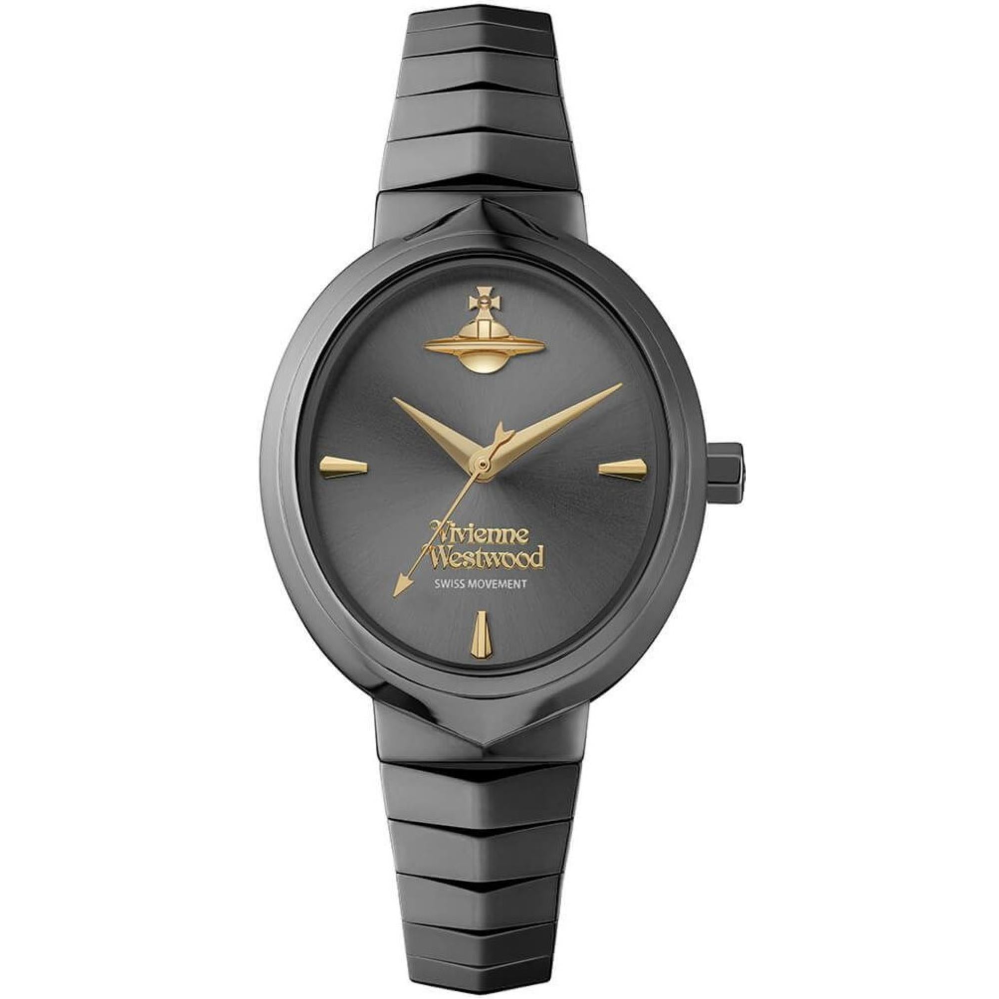 Vivienne Westwood Armour Graues Zifferblatt Gunmetal Armband Damen Uhr VV314GYGY